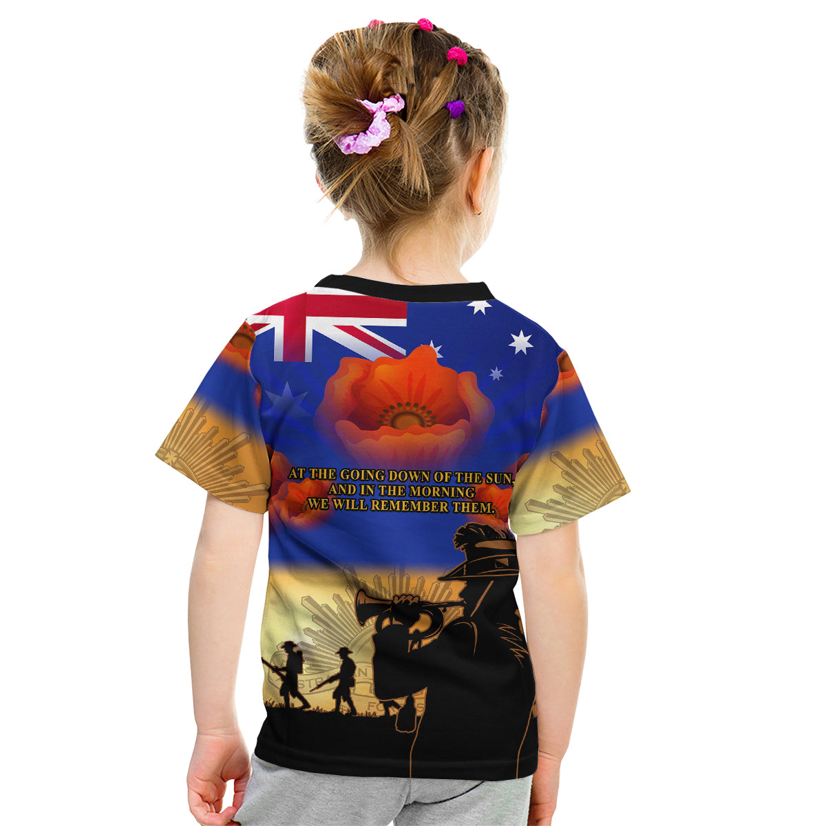 Aussie ANZAC Kid T Shirt Australian Army Poppy Mix Flag - Vibe Hoodie Shop