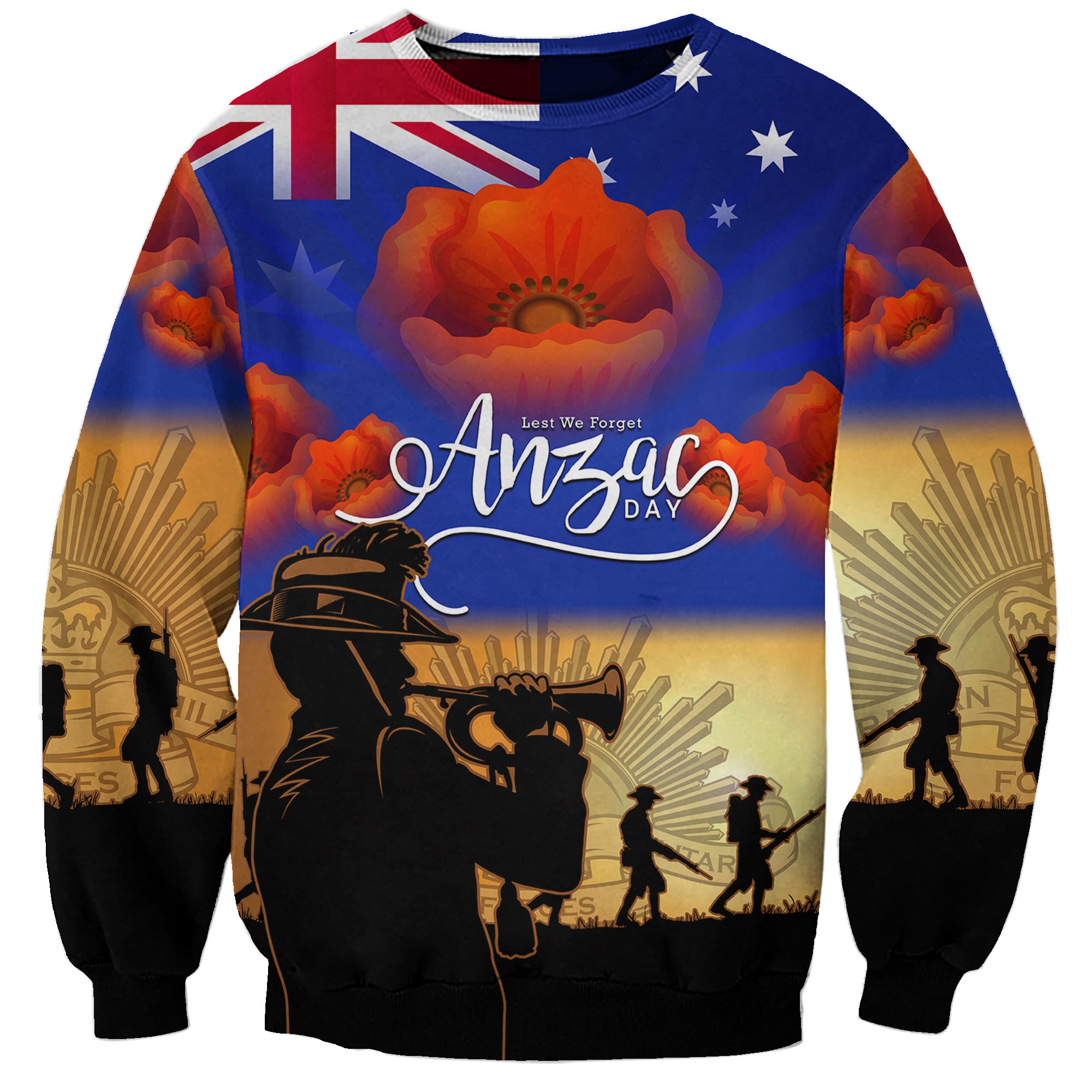 Aussie ANZAC Sweatshirt Australian Army Poppy Mix Flag - Vibe Hoodie Shop