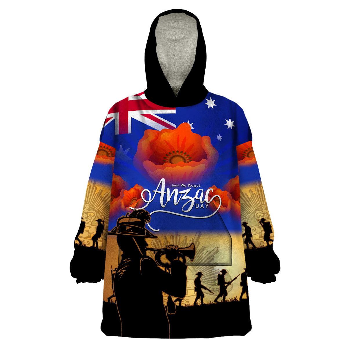 Aussie ANZAC Wearable Blanket Hoodie Australian Army Poppy Mix Flag - Vibe Hoodie Shop