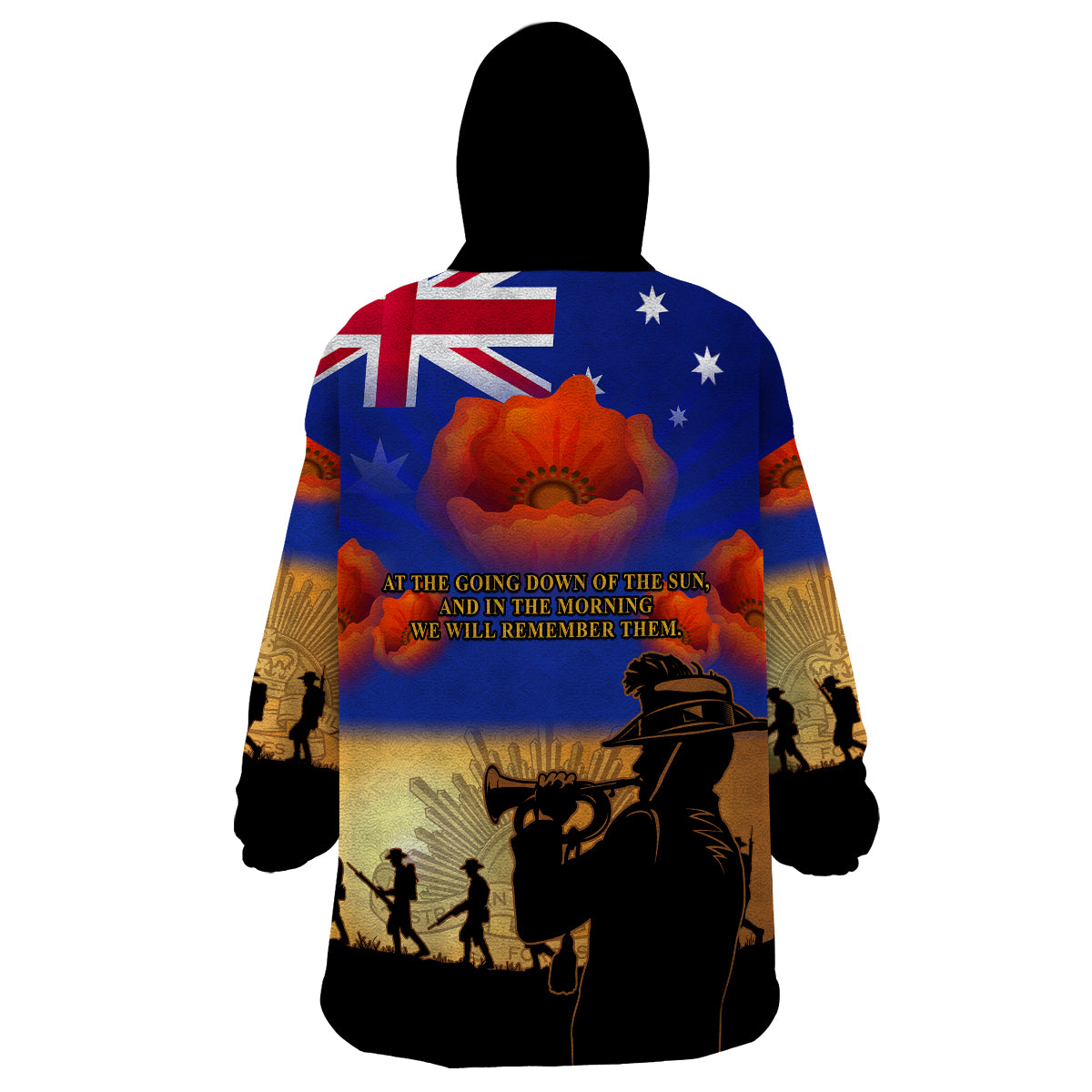 Aussie ANZAC Wearable Blanket Hoodie Australian Army Poppy Mix Flag - Vibe Hoodie Shop