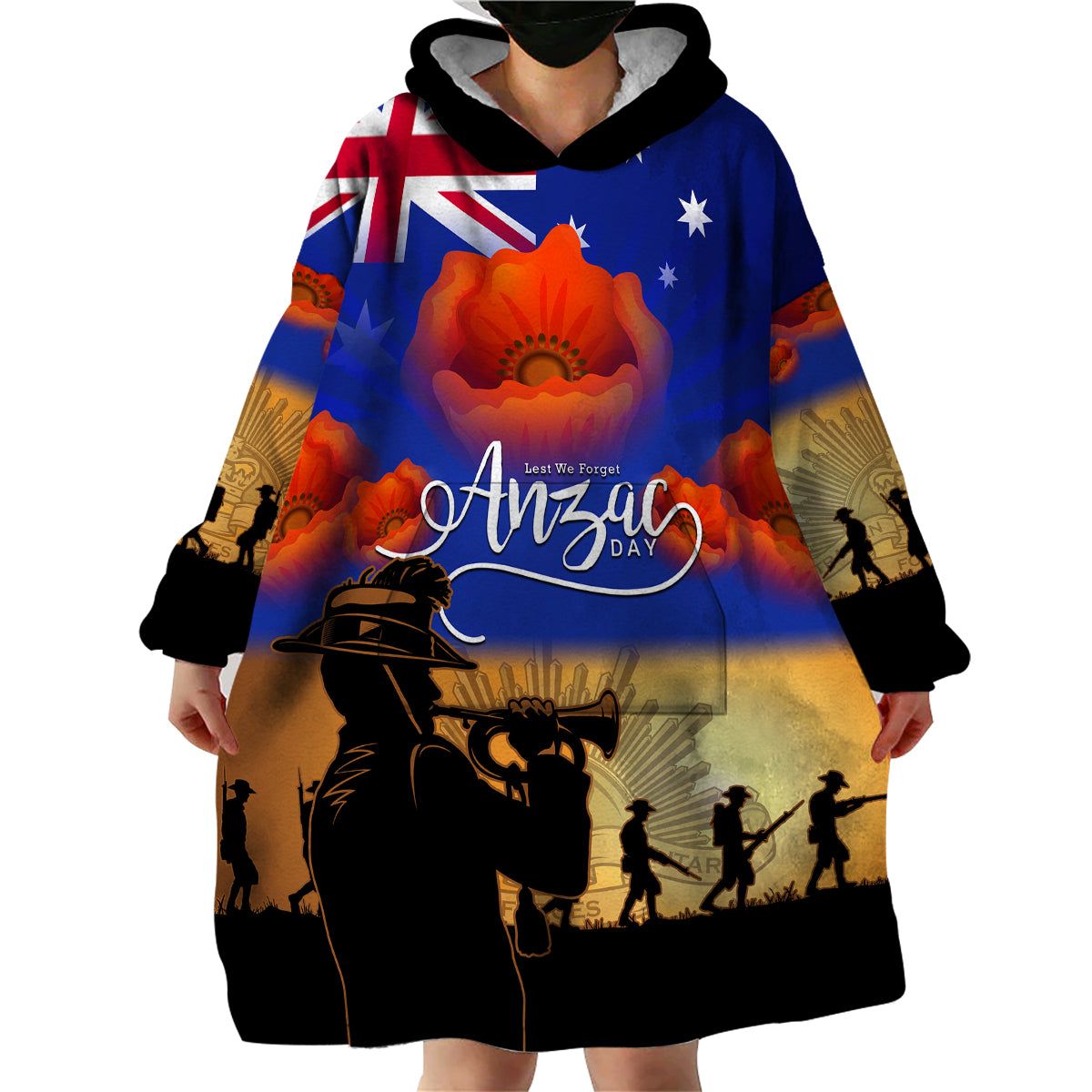 Aussie ANZAC Wearable Blanket Hoodie Australian Army Poppy Mix Flag - Vibe Hoodie Shop