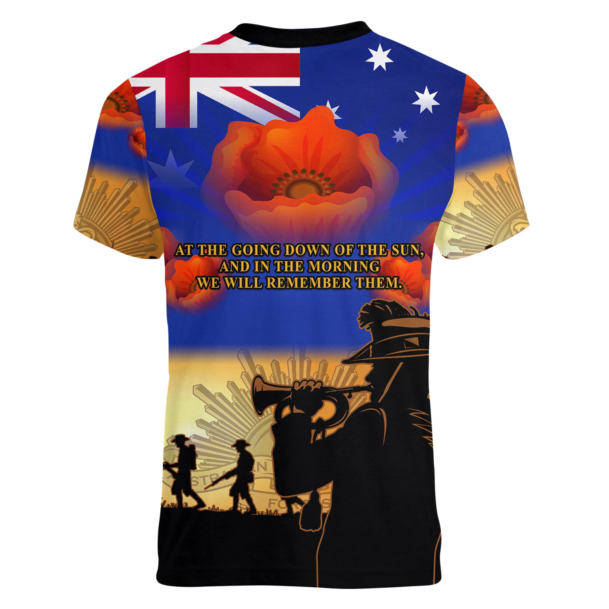 Aussie ANZAC Women V Neck T Shirt Australian Army Poppy Mix Flag - Vibe Hoodie Shop