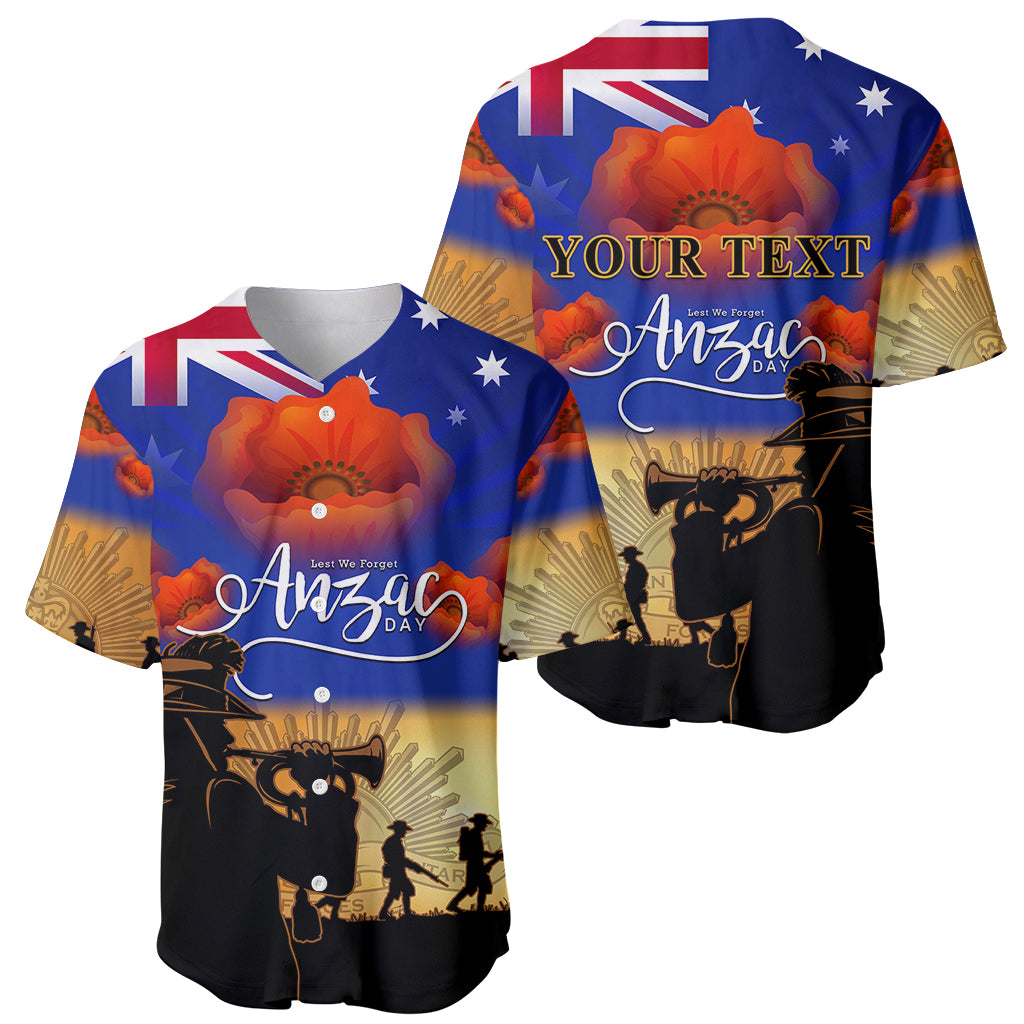 (Custom Personalised) Aussie ANZAC Baseball Jersey Australian Army Poppy Mix Flag - Vibe Hoodie Shop