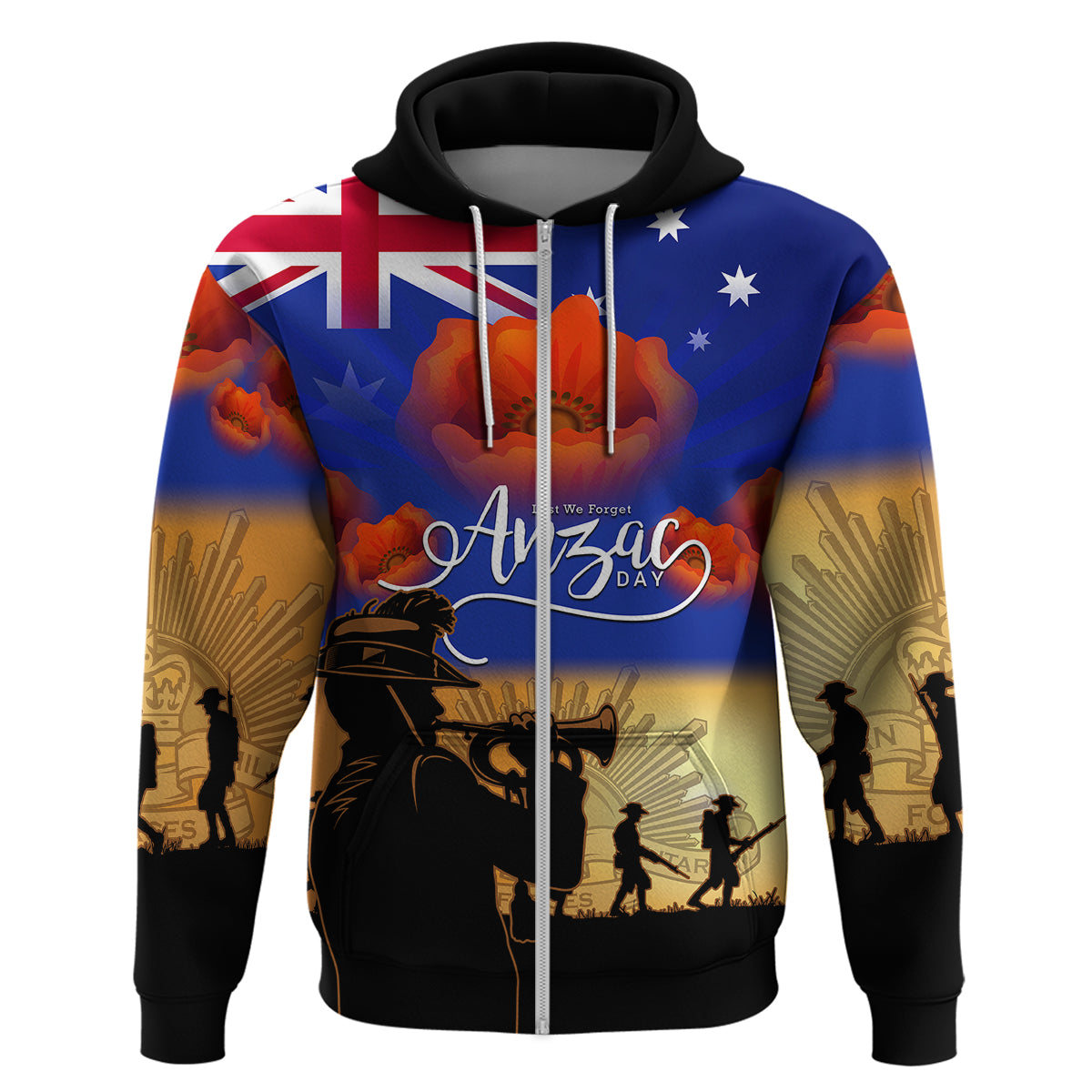 (Custom Personalised) Aussie ANZAC Hoodie Australian Army Poppy Mix Flag - Vibe Hoodie Shop