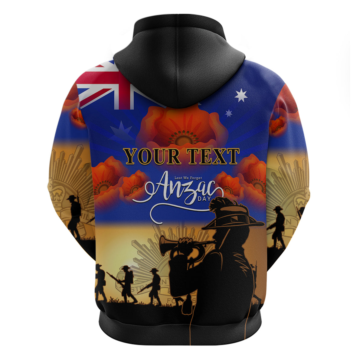 (Custom Personalised) Aussie ANZAC Hoodie Australian Army Poppy Mix Flag - Vibe Hoodie Shop