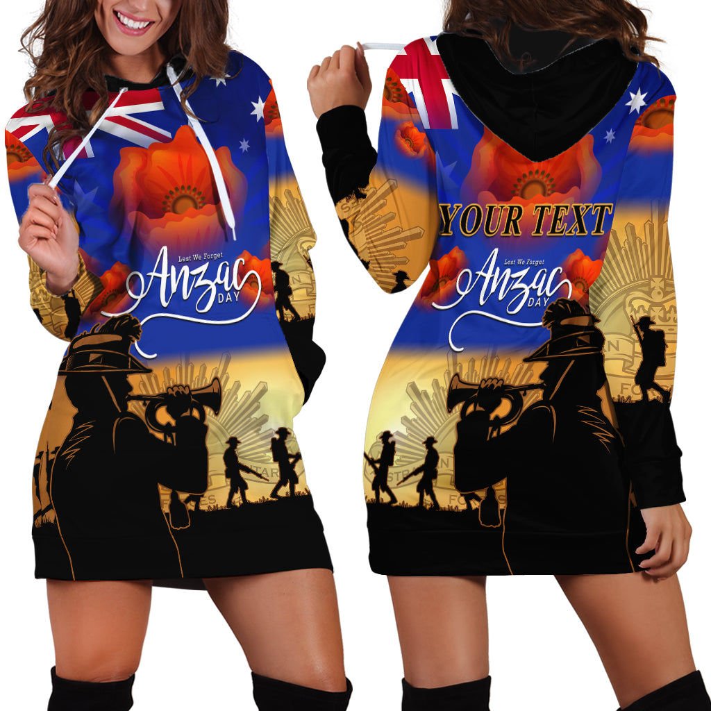 (Custom Personalised) Aussie ANZAC Hoodie Dress Australian Army Poppy Mix Flag - Vibe Hoodie Shop