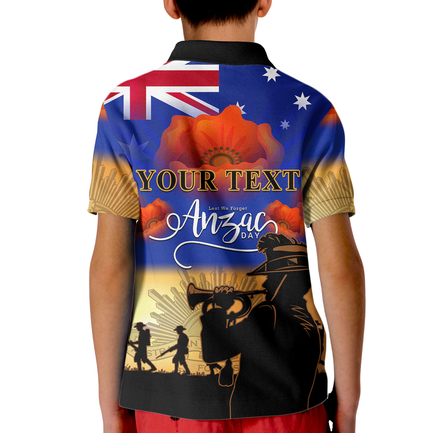 (Custom Personalised) Aussie ANZAC Kid Polo Shirt Australian Army Poppy Mix Flag - Vibe Hoodie Shop