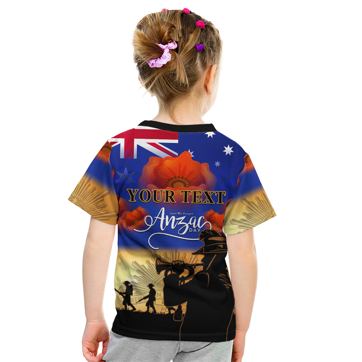 (Custom Personalised) Aussie ANZAC Kid T Shirt Australian Army Poppy Mix Flag - Vibe Hoodie Shop