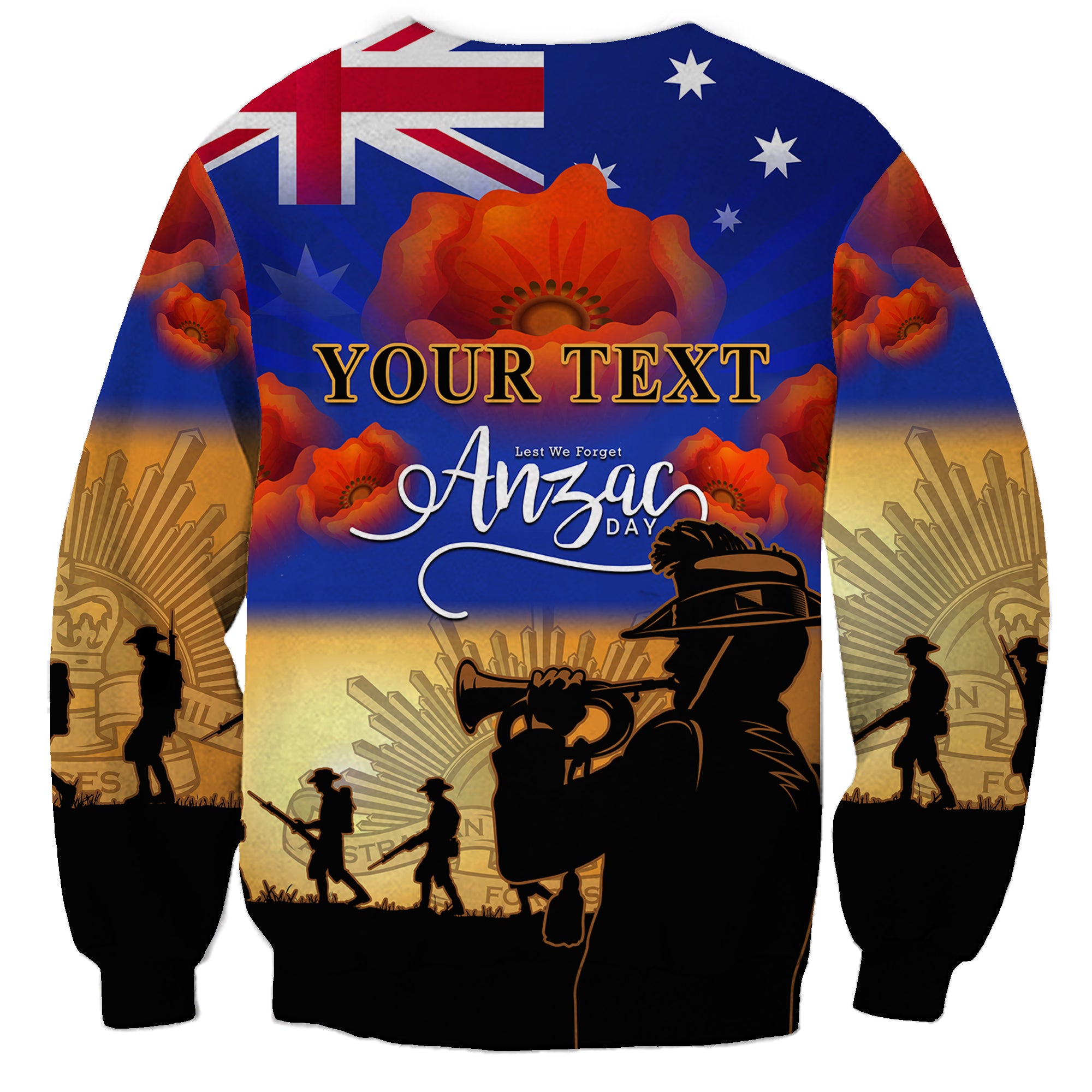 (Custom Personalised) Aussie ANZAC Sweatshirt Australian Army Poppy Mix Flag - Vibe Hoodie Shop