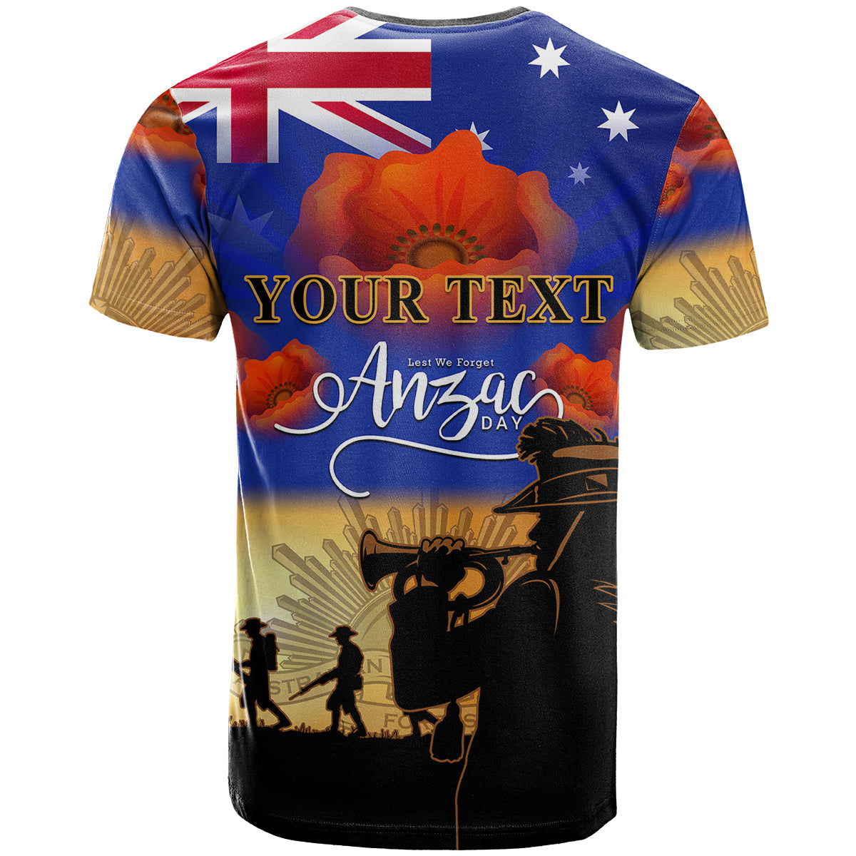(Custom Personalised) Aussie ANZAC T Shirt Australian Army Poppy Mix Flag - Vibe Hoodie Shop
