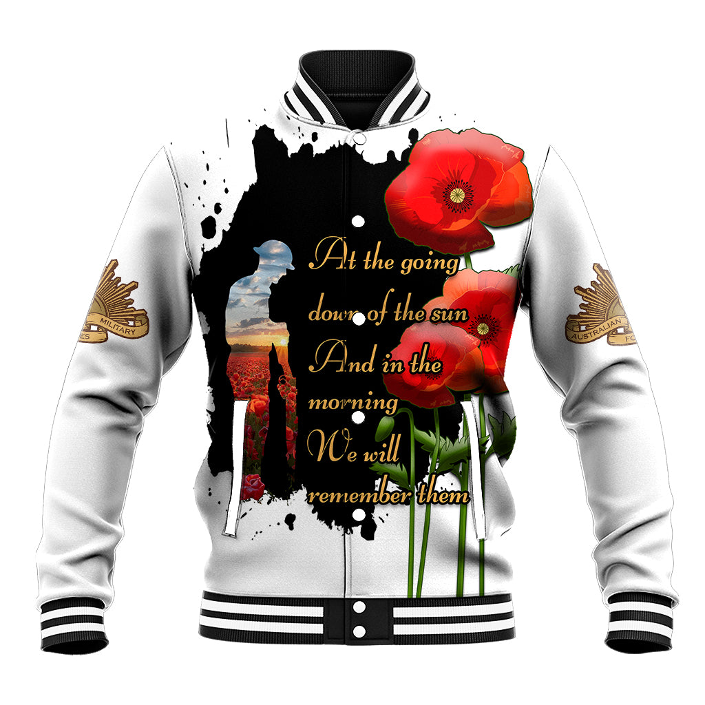 Australian ANZAC Baseball Jacket Poppy We Will Remember Them - Vibe Hoodie Shop