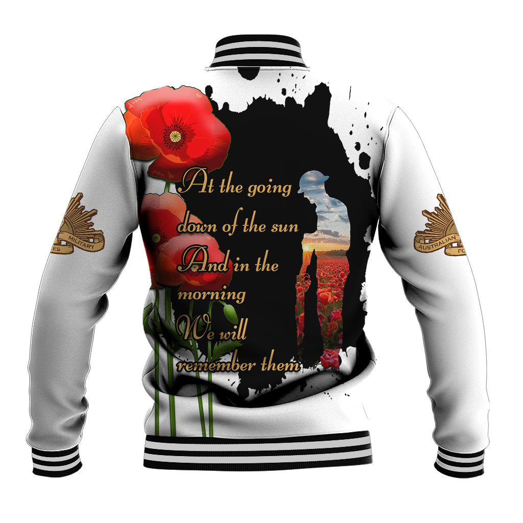 Australian ANZAC Baseball Jacket Poppy We Will Remember Them - Vibe Hoodie Shop