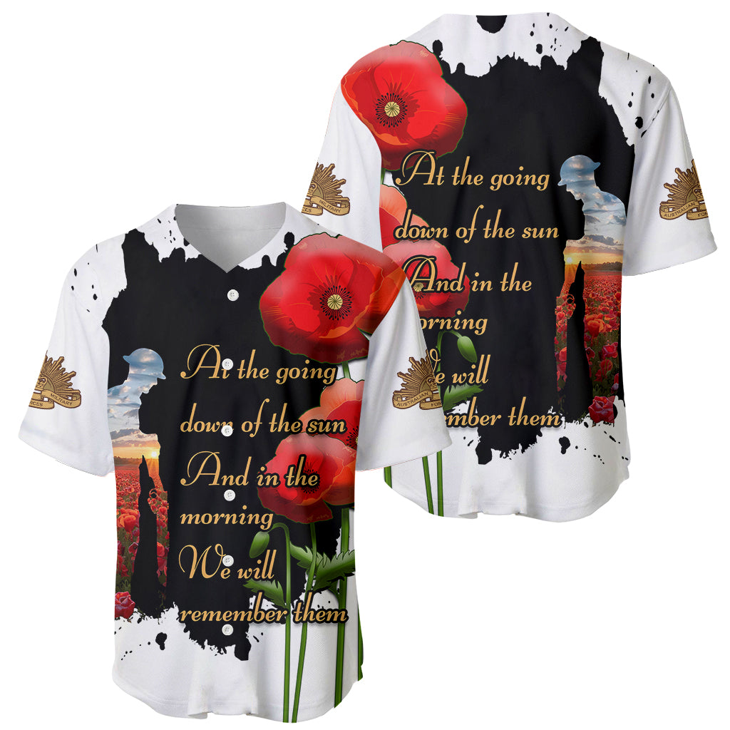 Australian ANZAC Baseball Jersey Poppy We Will Remember Them - Vibe Hoodie Shop