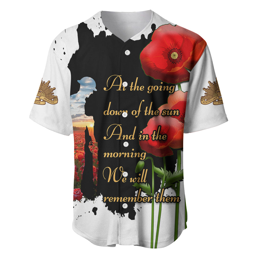 Australian ANZAC Baseball Jersey Poppy We Will Remember Them - Vibe Hoodie Shop