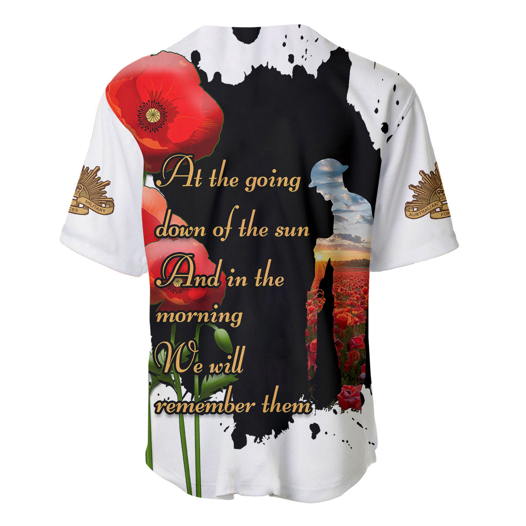 Australian ANZAC Baseball Jersey Poppy We Will Remember Them - Vibe Hoodie Shop