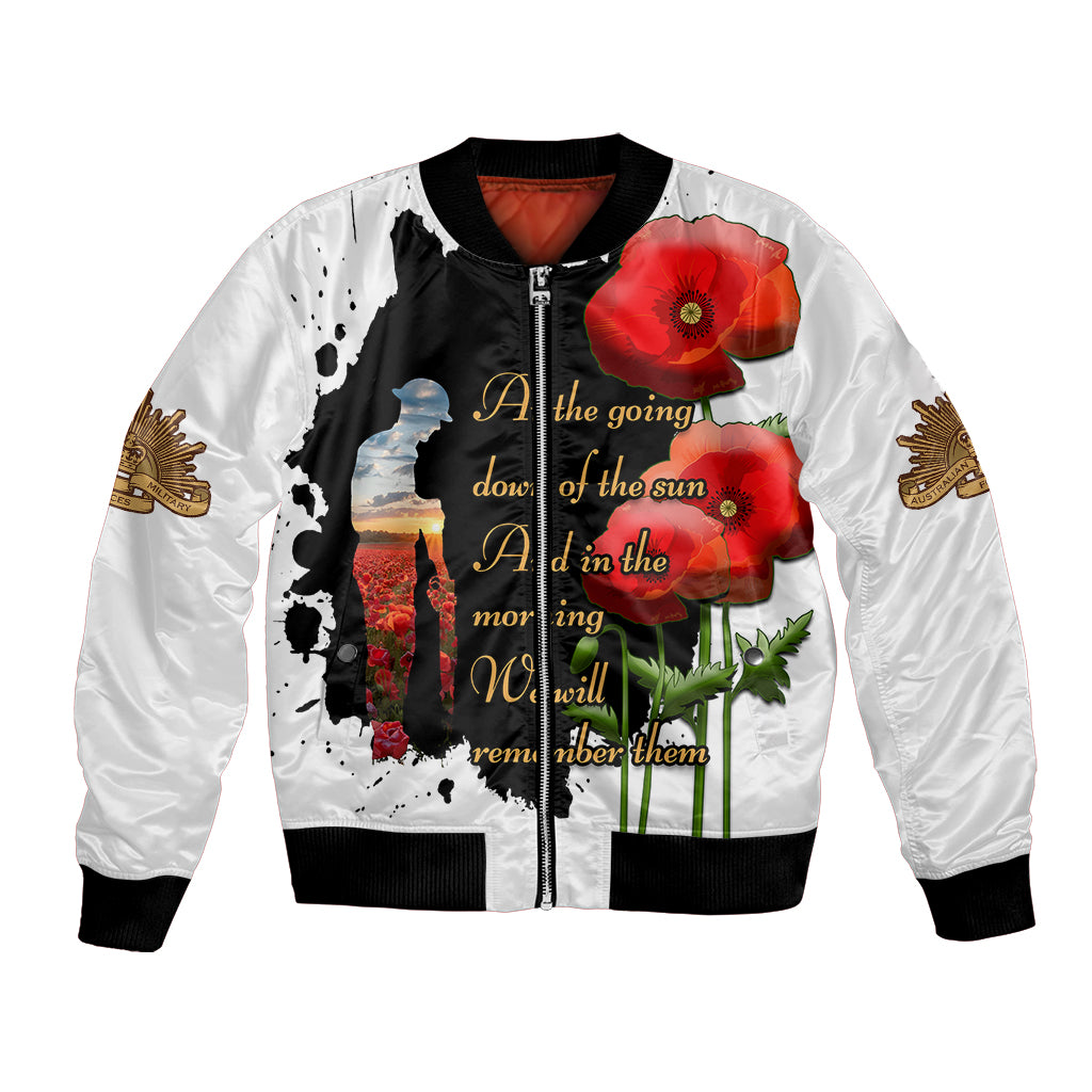 Australian ANZAC Bomber Jacket Poppy We Will Remember Them - Vibe Hoodie Shop