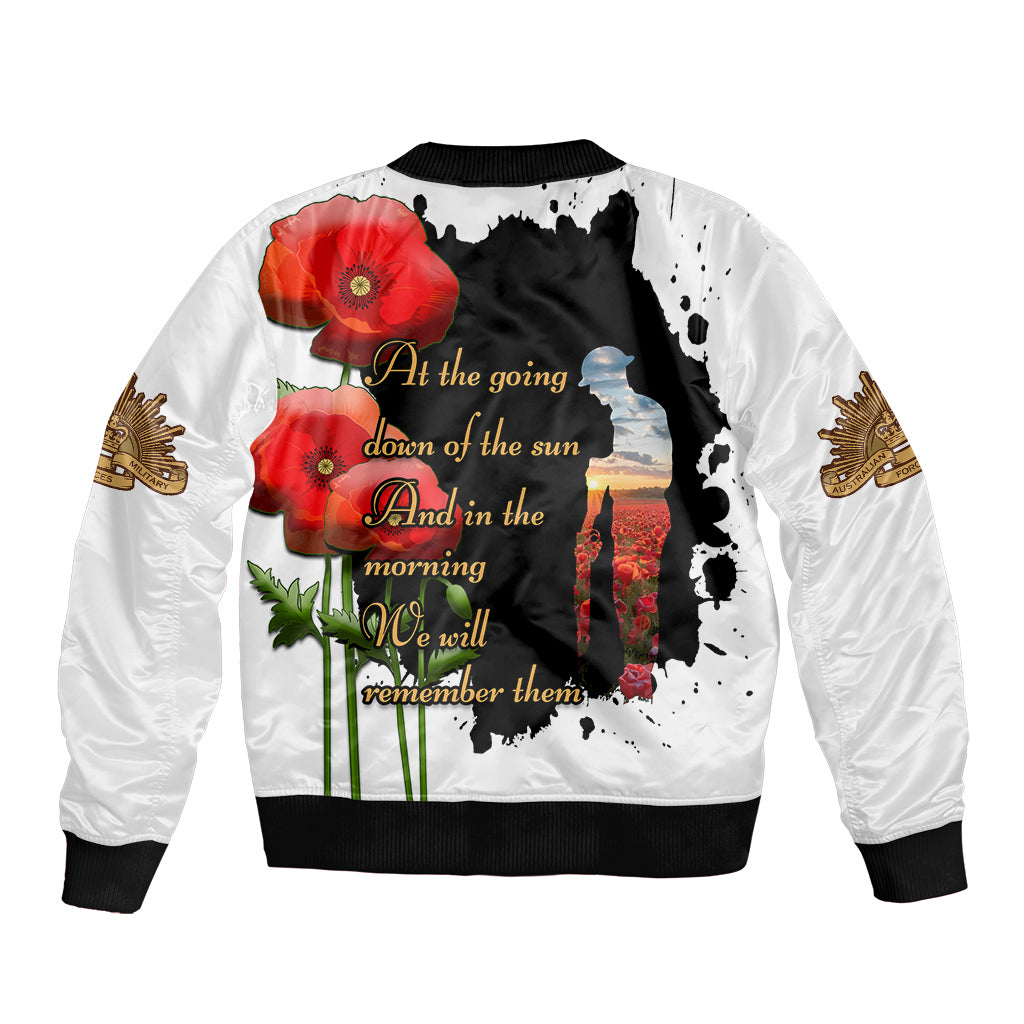 Australian ANZAC Bomber Jacket Poppy We Will Remember Them - Vibe Hoodie Shop