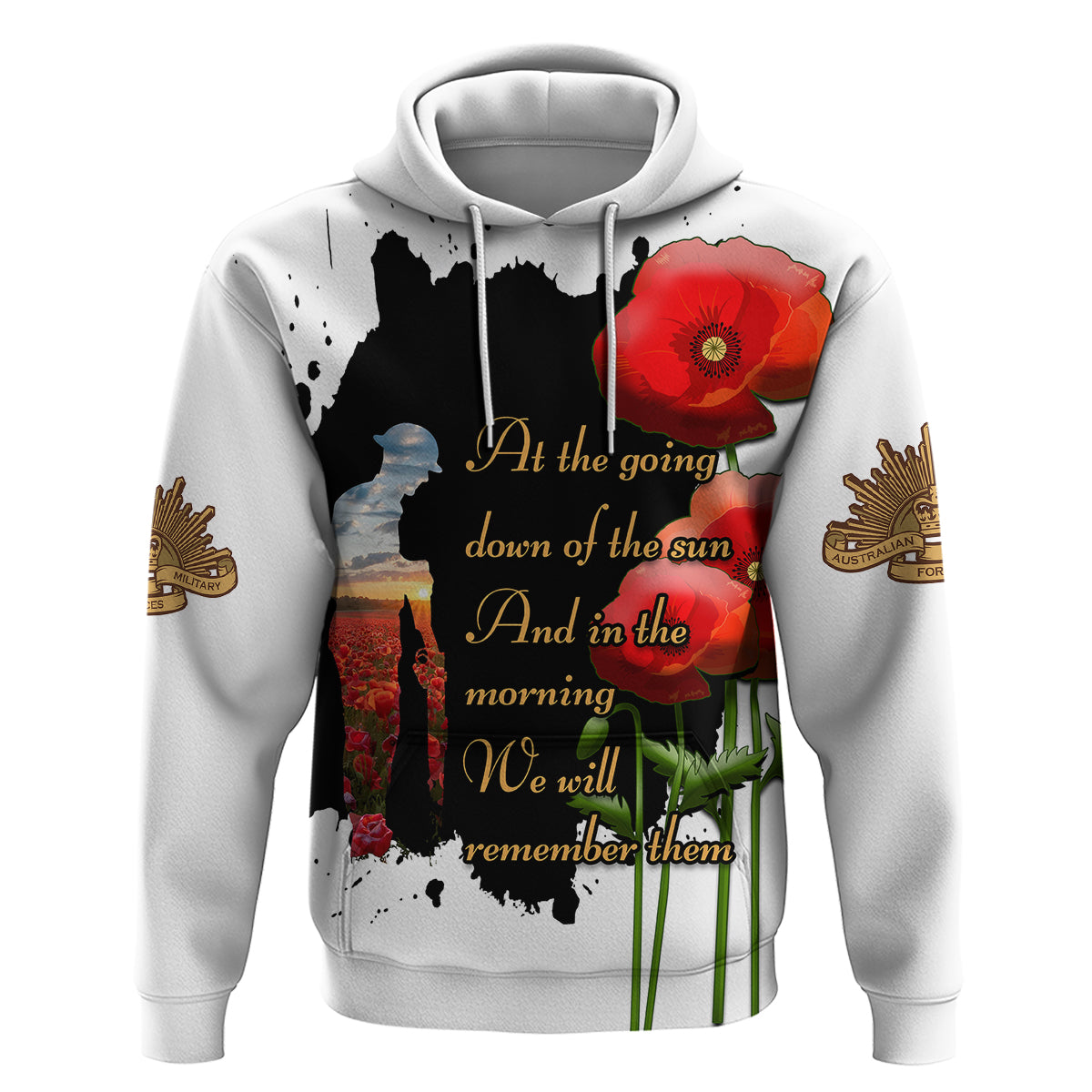 Australian ANZAC Hoodie Poppy We Will Remember Them - Vibe Hoodie Shop