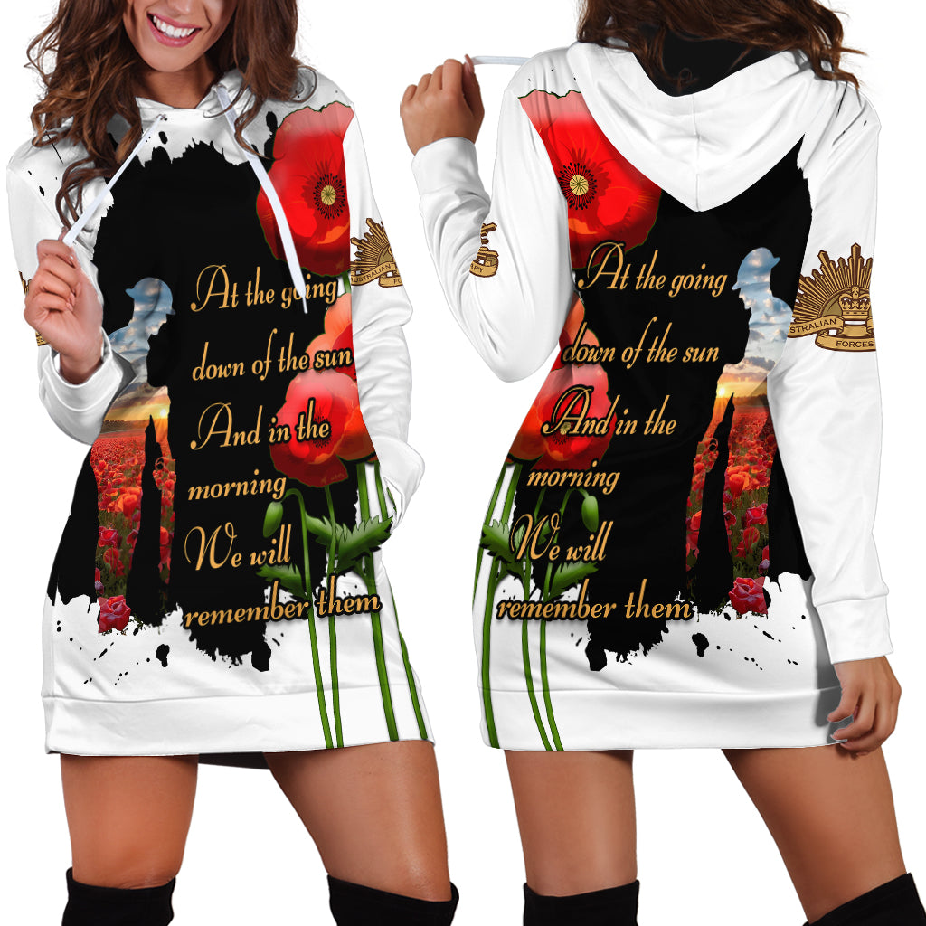 Australian ANZAC Hoodie Dress Poppy We Will Remember Them - Vibe Hoodie Shop