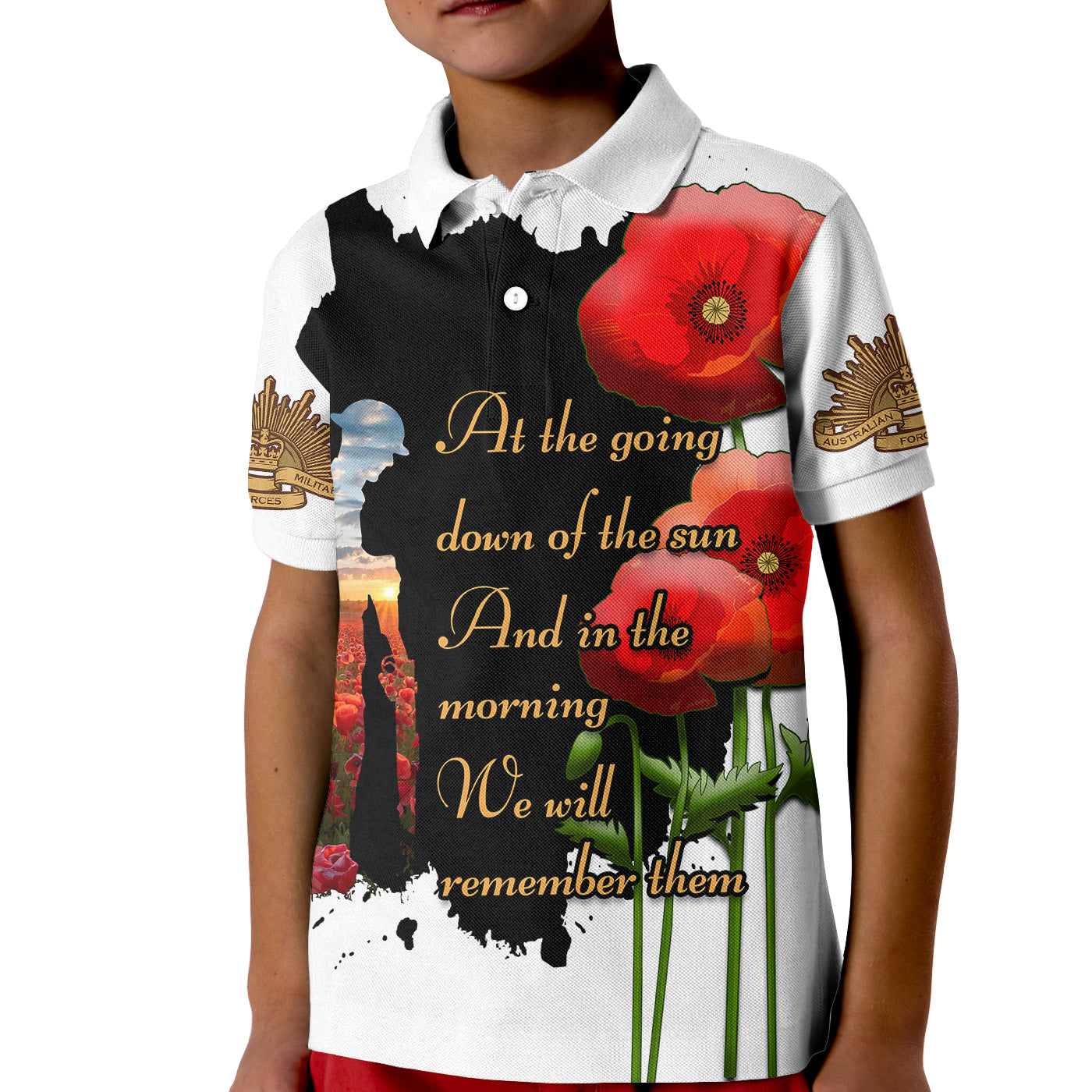 Australian ANZAC Kid Polo Shirt Poppy We Will Remember Them - Vibe Hoodie Shop