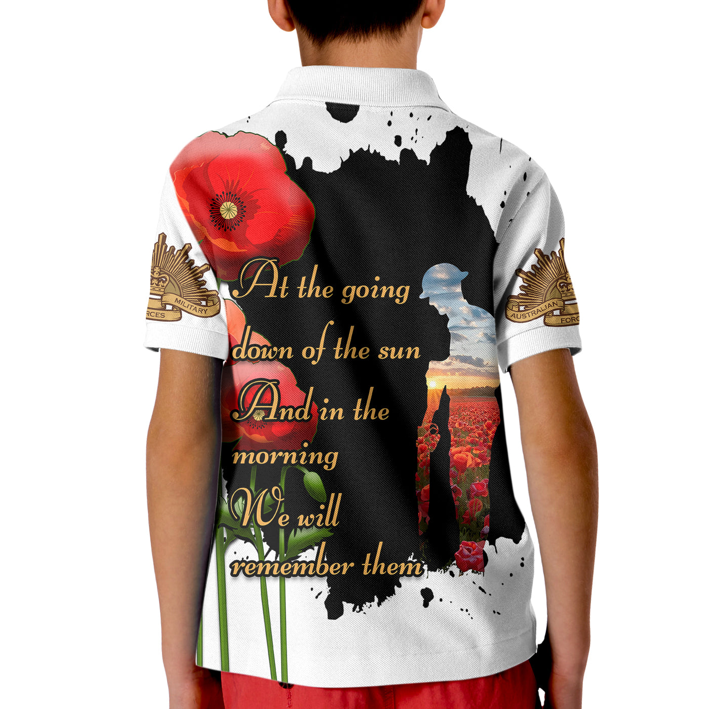 Australian ANZAC Kid Polo Shirt Poppy We Will Remember Them - Vibe Hoodie Shop