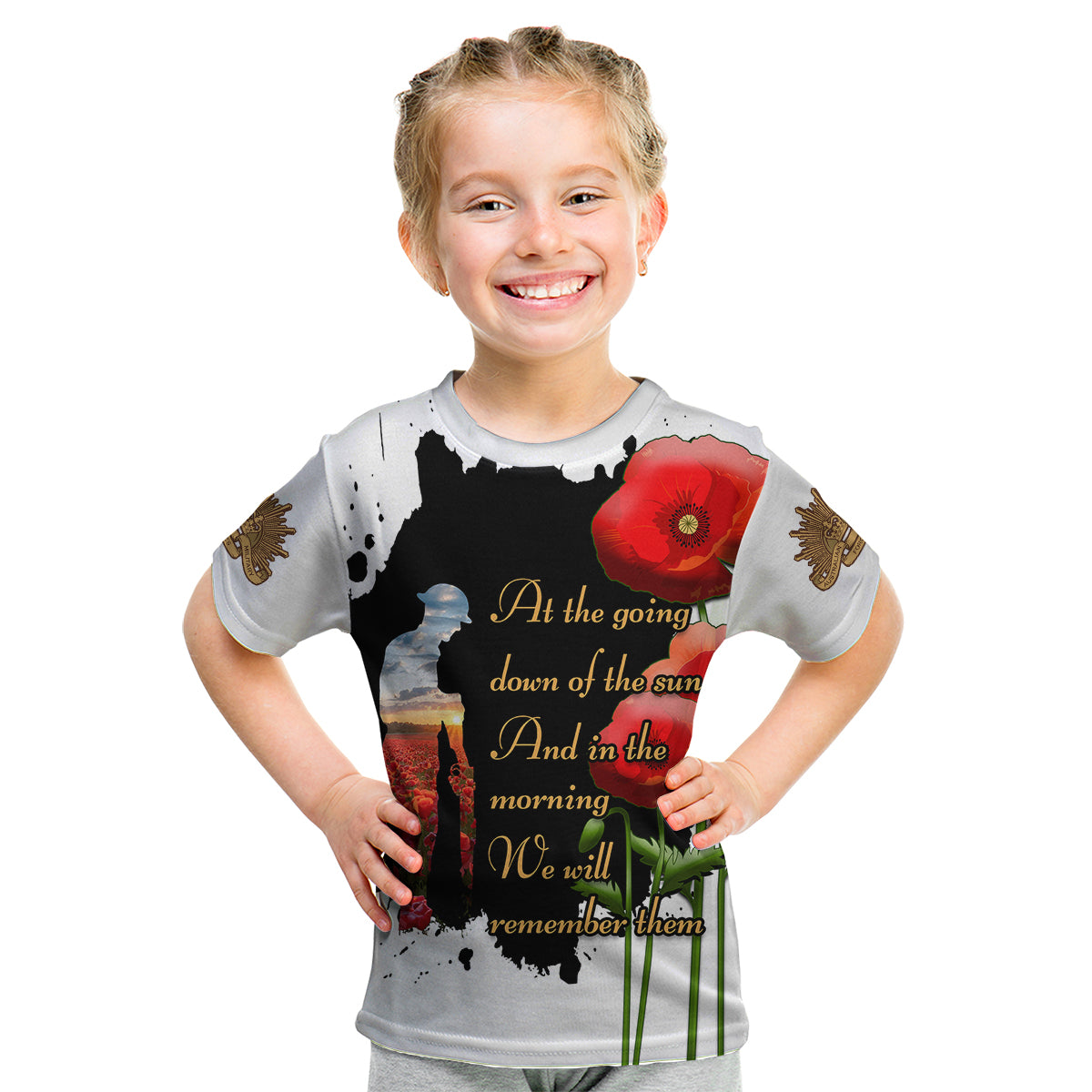 Australian ANZAC Kid T Shirt Poppy We Will Remember Them - Vibe Hoodie Shop