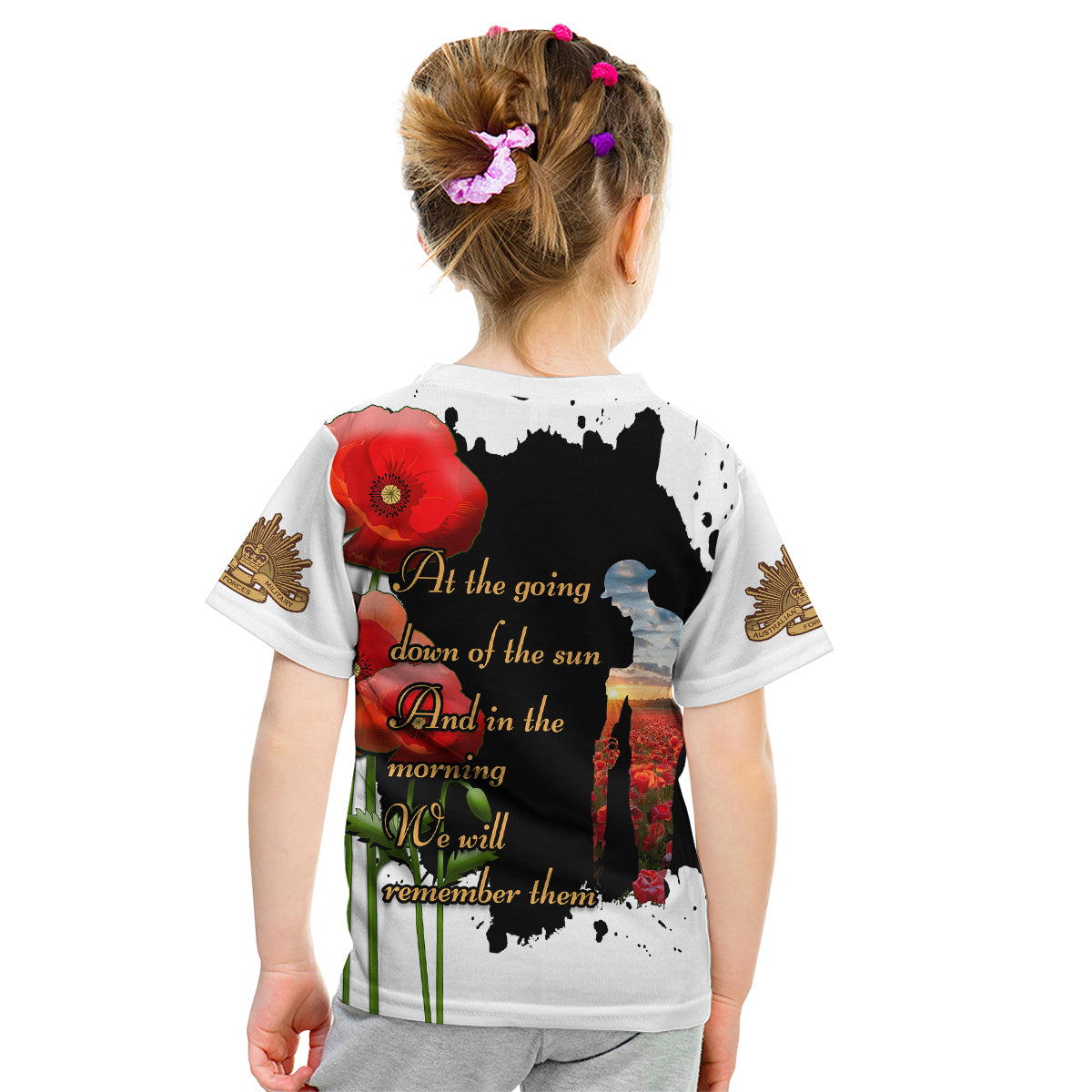 Australian ANZAC Kid T Shirt Poppy We Will Remember Them - Vibe Hoodie Shop