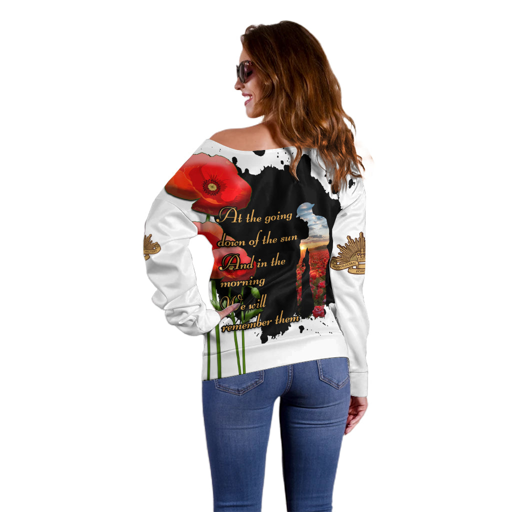 Australian ANZAC Off Shoulder Sweater Poppy We Will Remember Them - Vibe Hoodie Shop