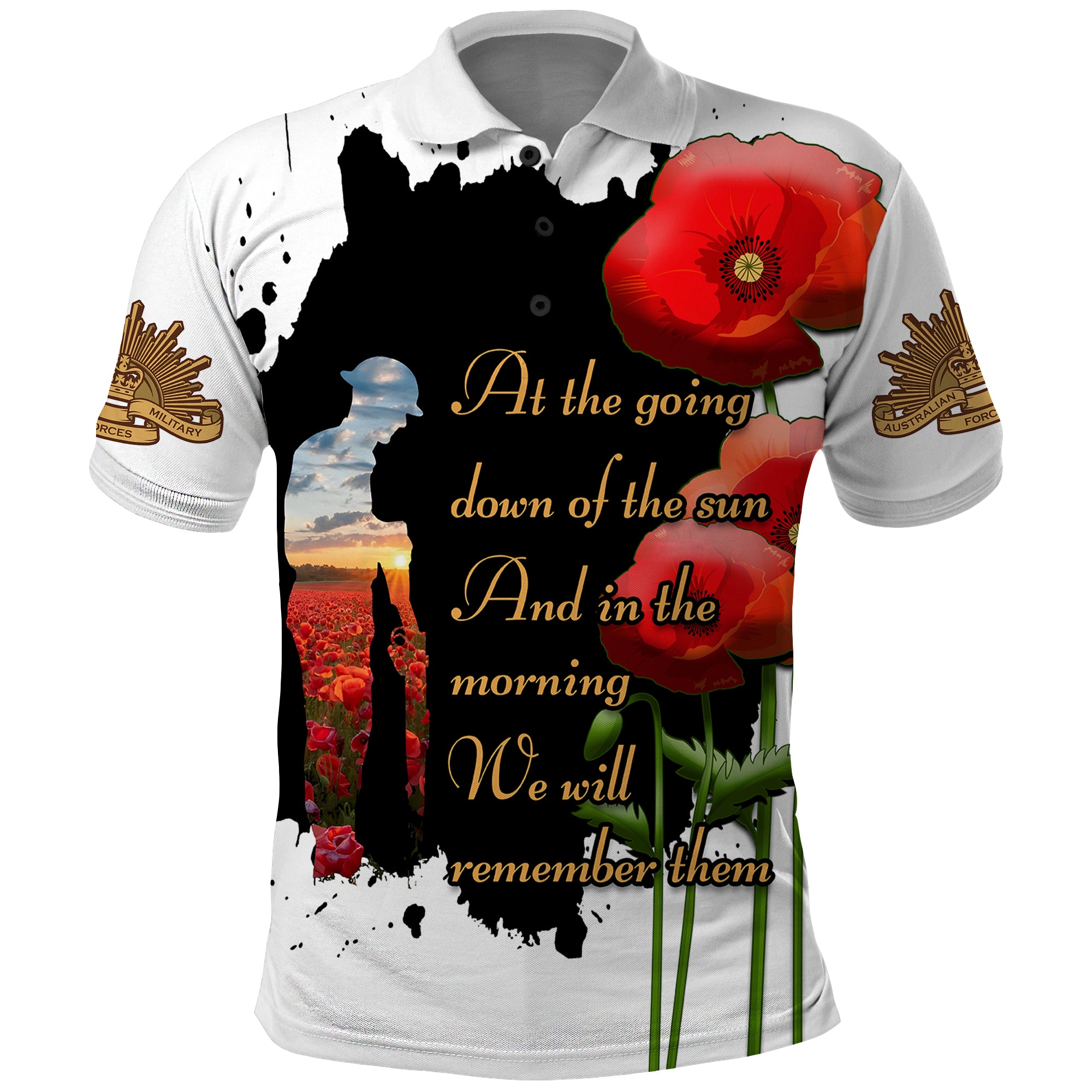 Australian ANZAC Polo Shirt Poppy We Will Remember Them - Vibe Hoodie Shop