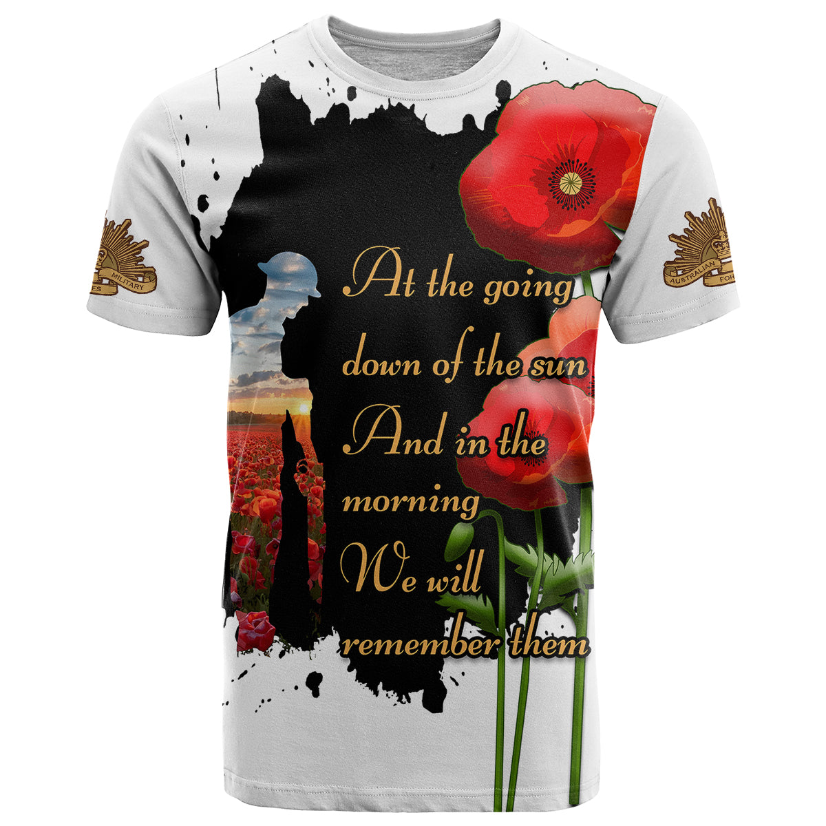 Australian ANZAC T Shirt Poppy We Will Remember Them - Vibe Hoodie Shop