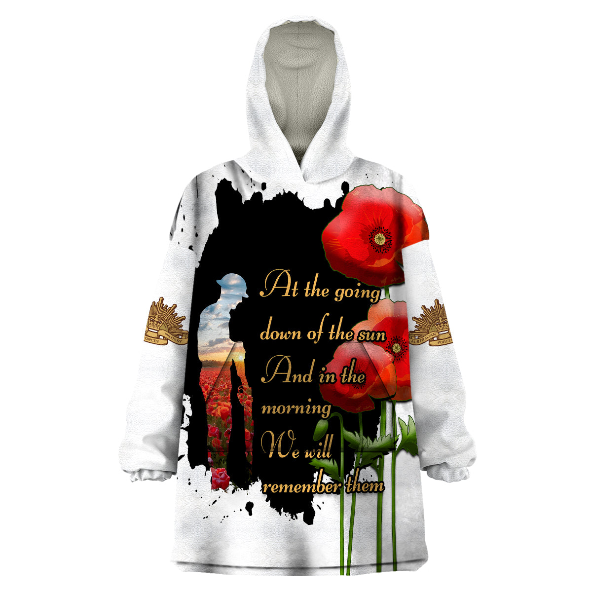 Australian ANZAC Wearable Blanket Hoodie Poppy We Will Remember Them - Vibe Hoodie Shop