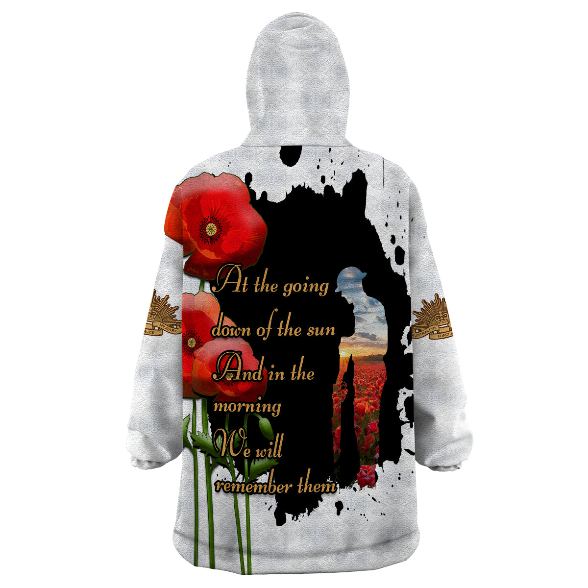 Australian ANZAC Wearable Blanket Hoodie Poppy We Will Remember Them - Vibe Hoodie Shop