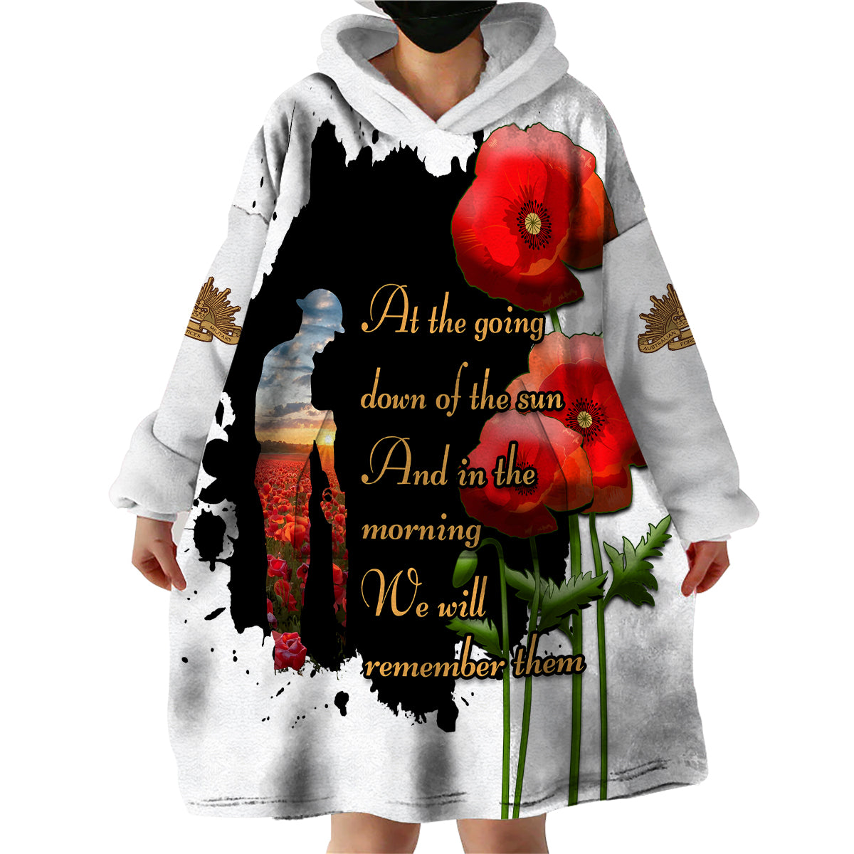 Australian ANZAC Wearable Blanket Hoodie Poppy We Will Remember Them - Vibe Hoodie Shop