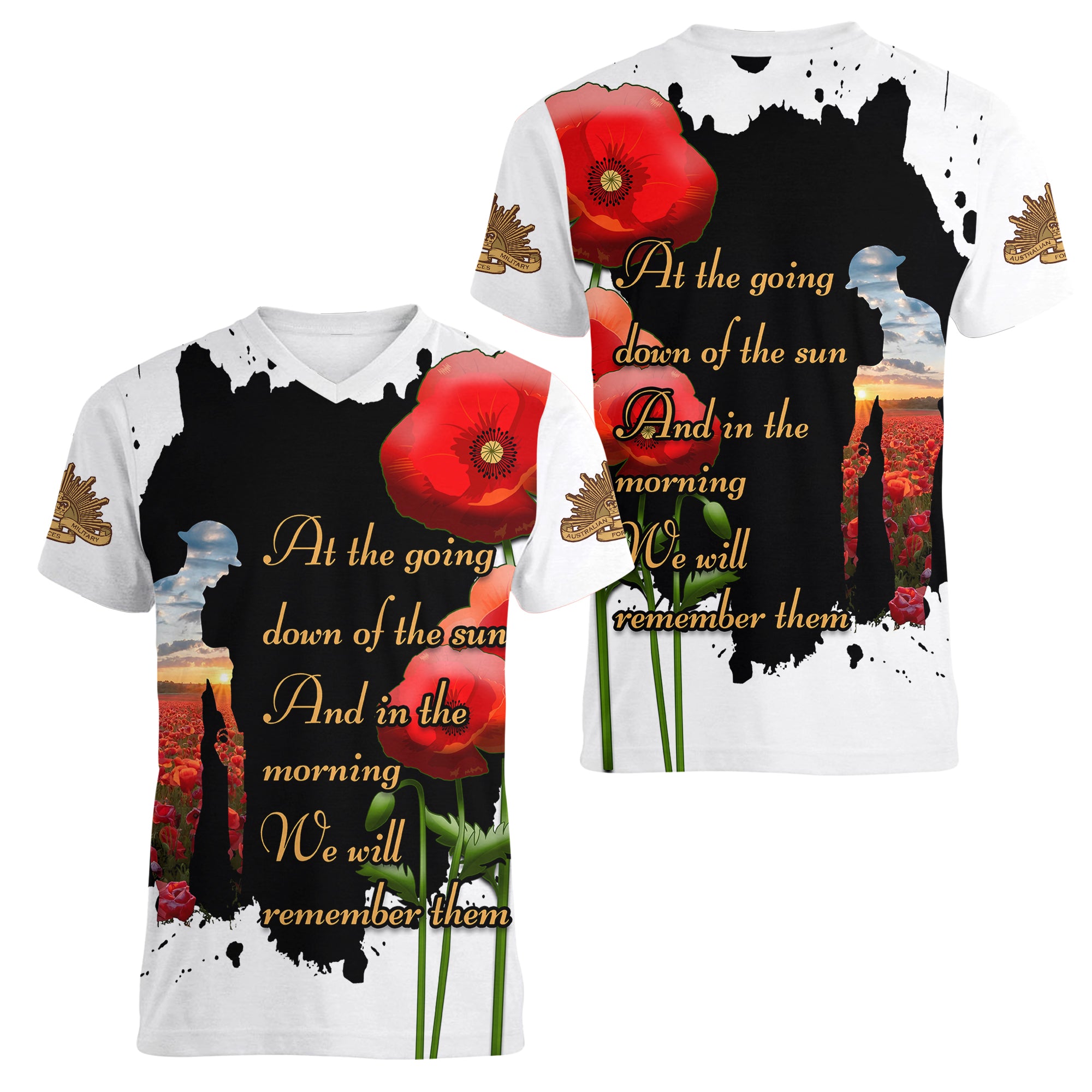 Australian ANZAC Women V Neck T Shirt Poppy We Will Remember Them - Vibe Hoodie Shop