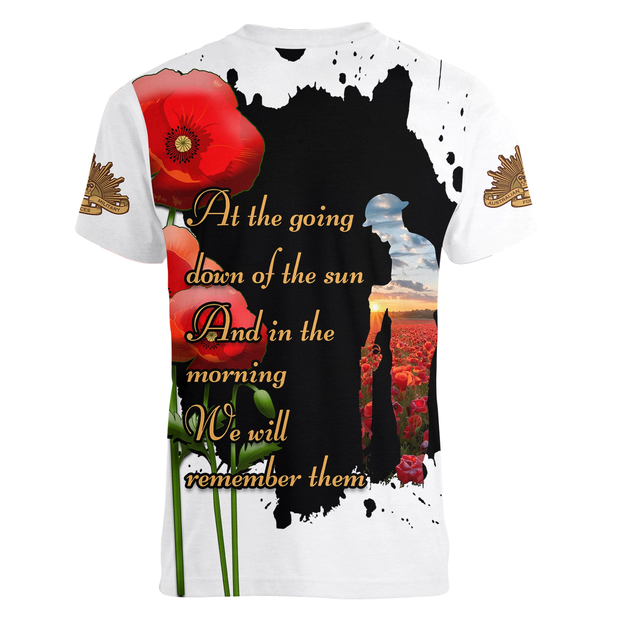 Australian ANZAC Women V Neck T Shirt Poppy We Will Remember Them - Vibe Hoodie Shop