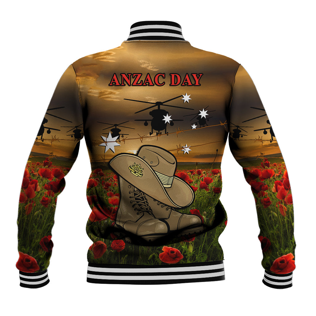 Australian ANZAC Baseball Jacket Slouch Hat And Army Boots With Poppy - Vibe Hoodie Shop