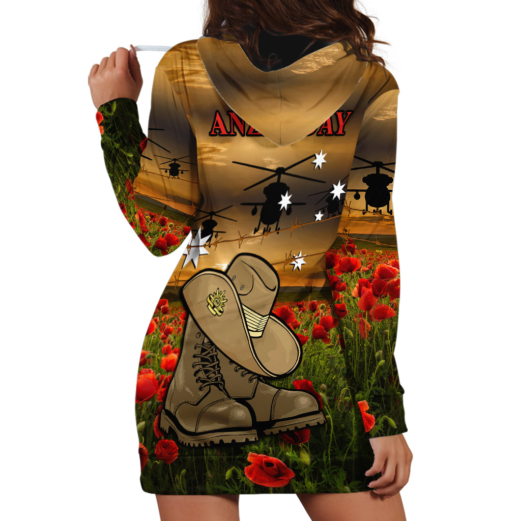 Australian ANZAC Hoodie Dress Slouch Hat And Army Boots With Poppy - Vibe Hoodie Shop