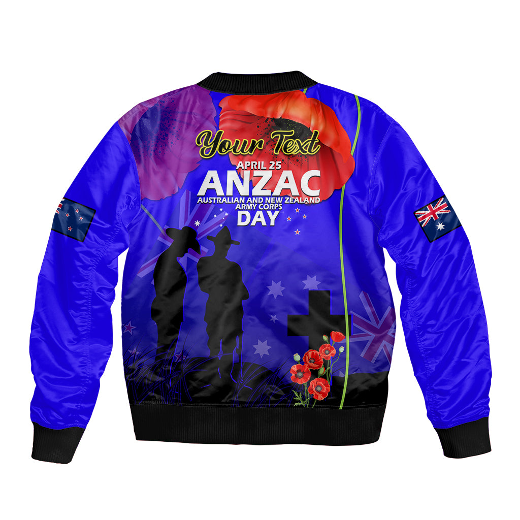 (Custom Personalised) Australia And New Zealand ANZAC Bomber Jacket Lest We Forget - Vibe Hoodie Shop