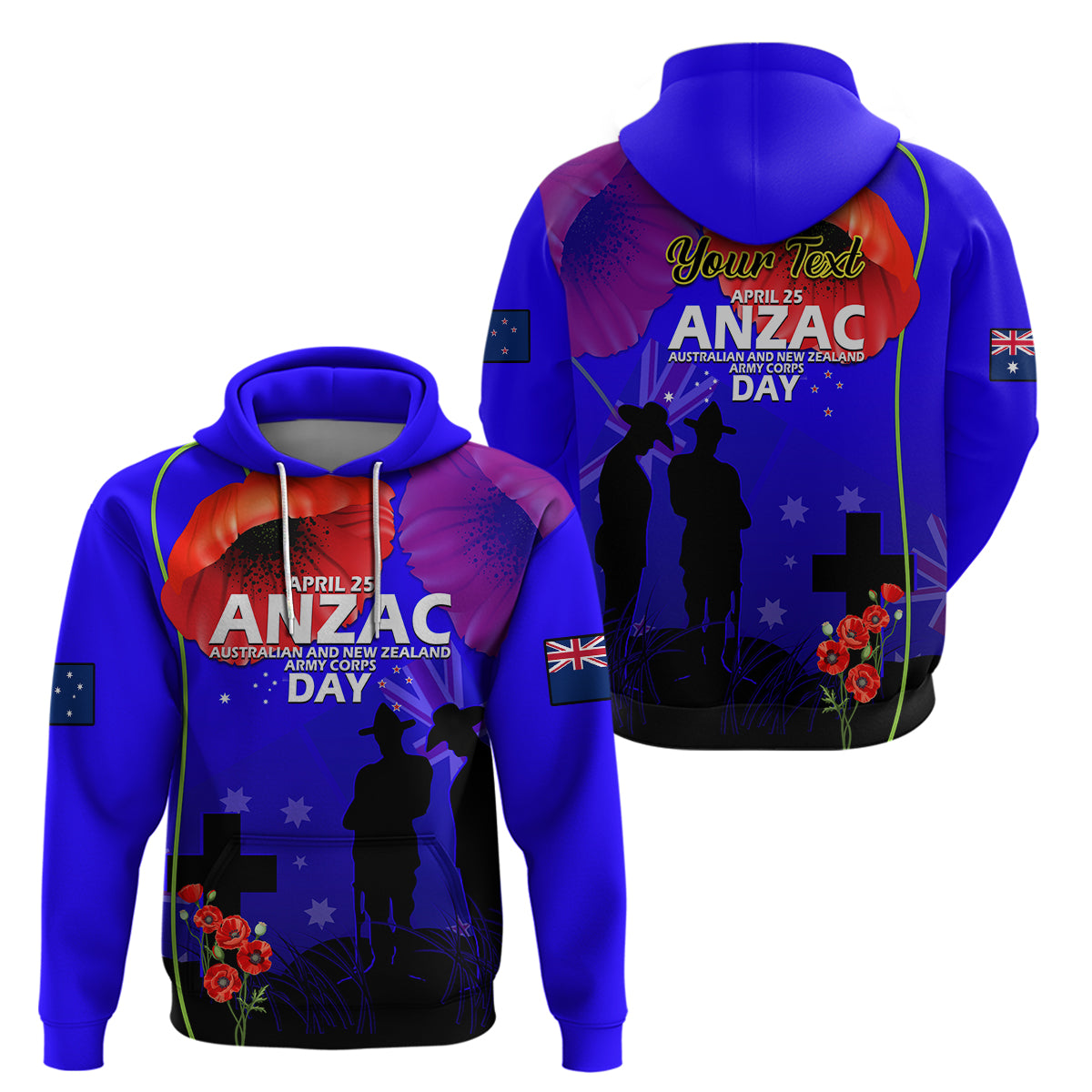 (Custom Personalised) Australia And New Zealand ANZAC Hoodie Lest We Forget - Vibe Hoodie Shop