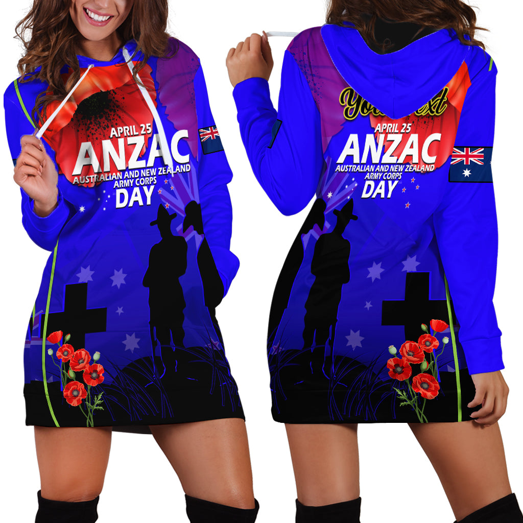 (Custom Personalised) Australia And New Zealand ANZAC Hoodie Dress Lest We Forget - Vibe Hoodie Shop