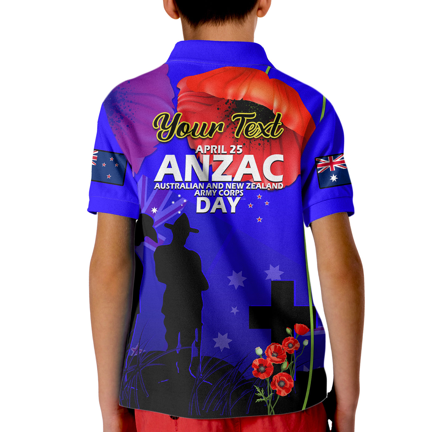 (Custom Personalised) Australia And New Zealand ANZAC Kid Polo Shirt Lest We Forget - Vibe Hoodie Shop