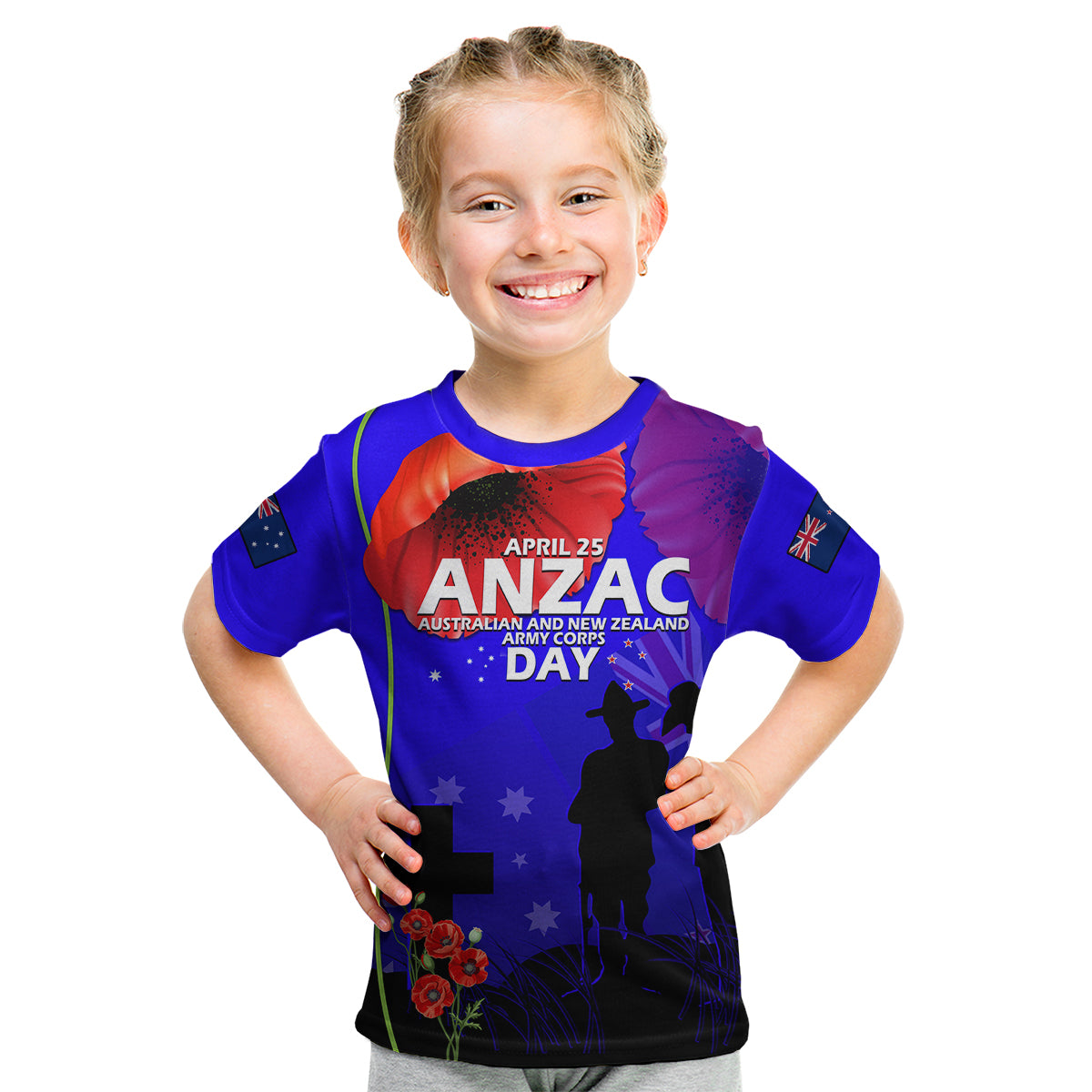 (Custom Personalised) Australia And New Zealand ANZAC Kid T Shirt Lest We Forget - Vibe Hoodie Shop