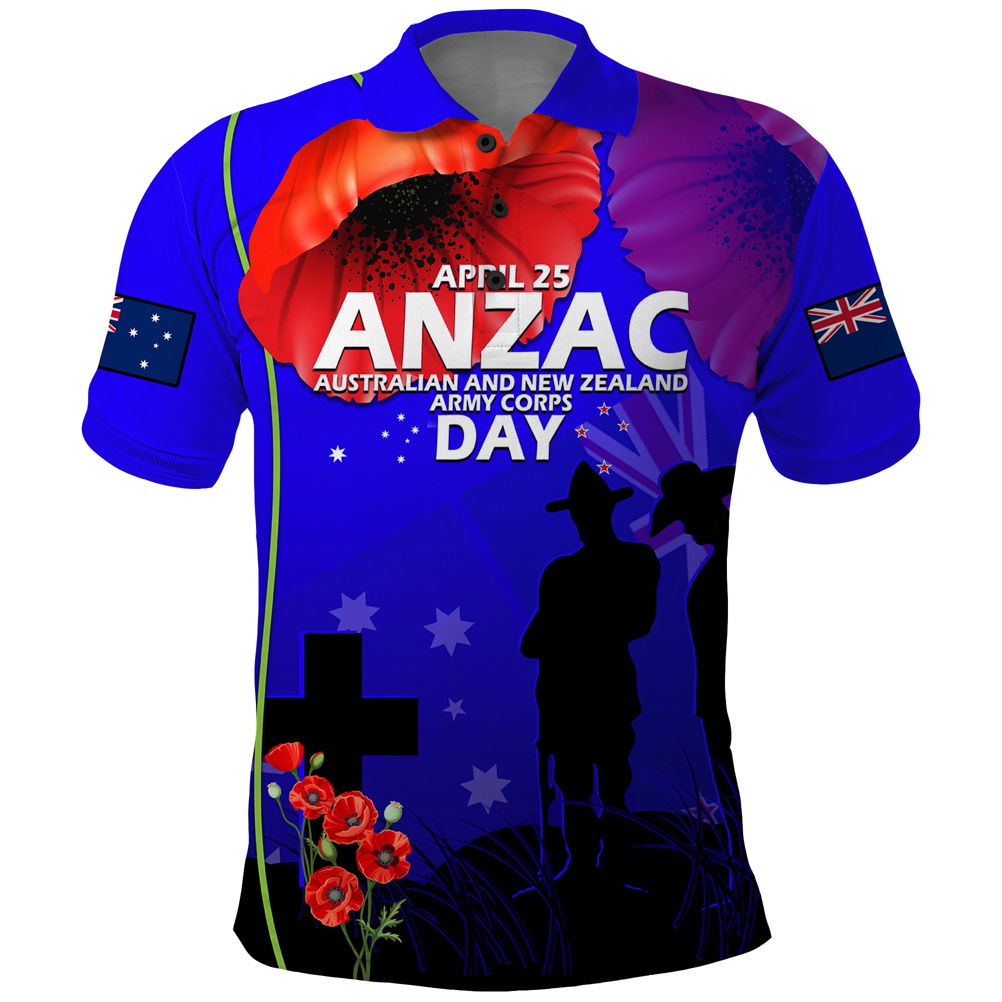 (Custom Personalised) Australia And New Zealand ANZAC Polo Shirt Lest We Forget - Vibe Hoodie Shop