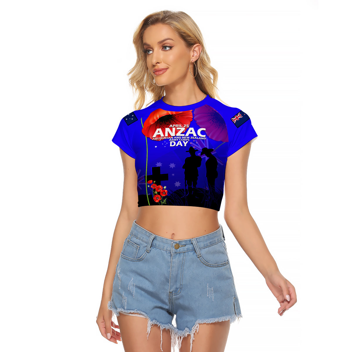 (Custom Personalised) Australia And New Zealand ANZAC Raglan Cropped T Shirt Lest We Forget - Vibe Hoodie Shop