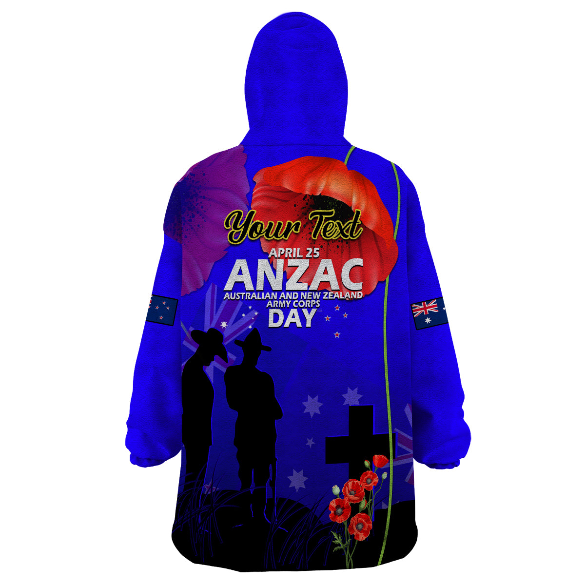 (Custom Personalised) Australia And New Zealand ANZAC Wearable Blanket Hoodie Lest We Forget - Vibe Hoodie Shop