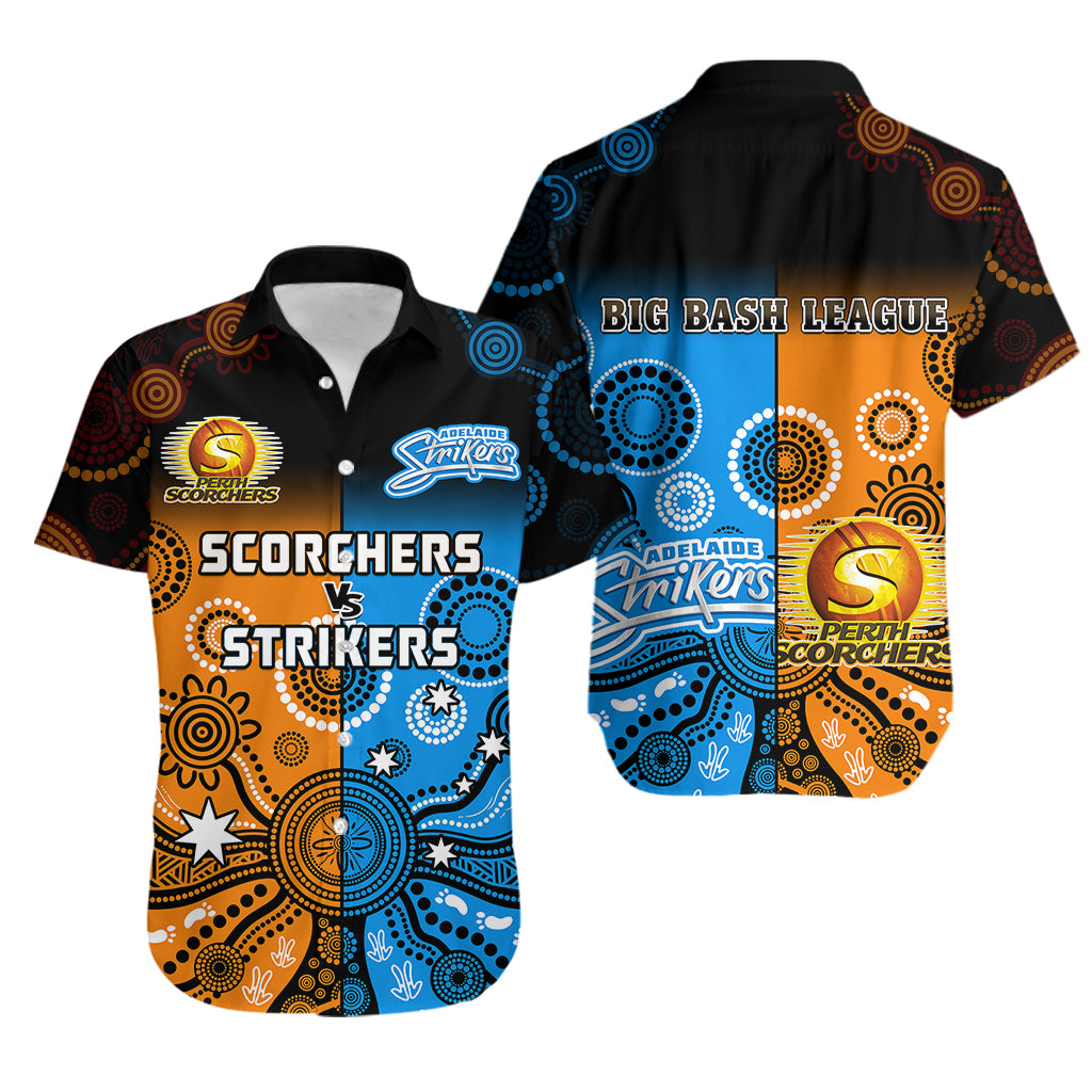 Perth Scorchers and Adelaide Strikers Cricket Hawaiian Shirt Aboriginal Art - Vibe Hoodie Shop