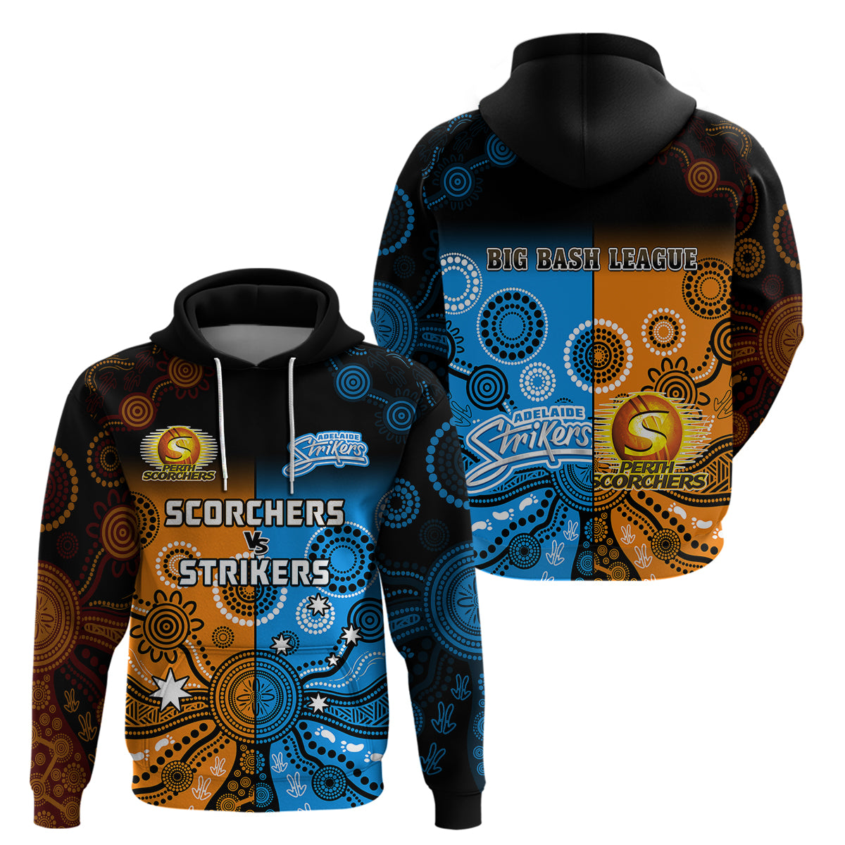 Perth Scorchers and Adelaide Strikers Cricket Hoodie Aboriginal Art - Vibe Hoodie Shop