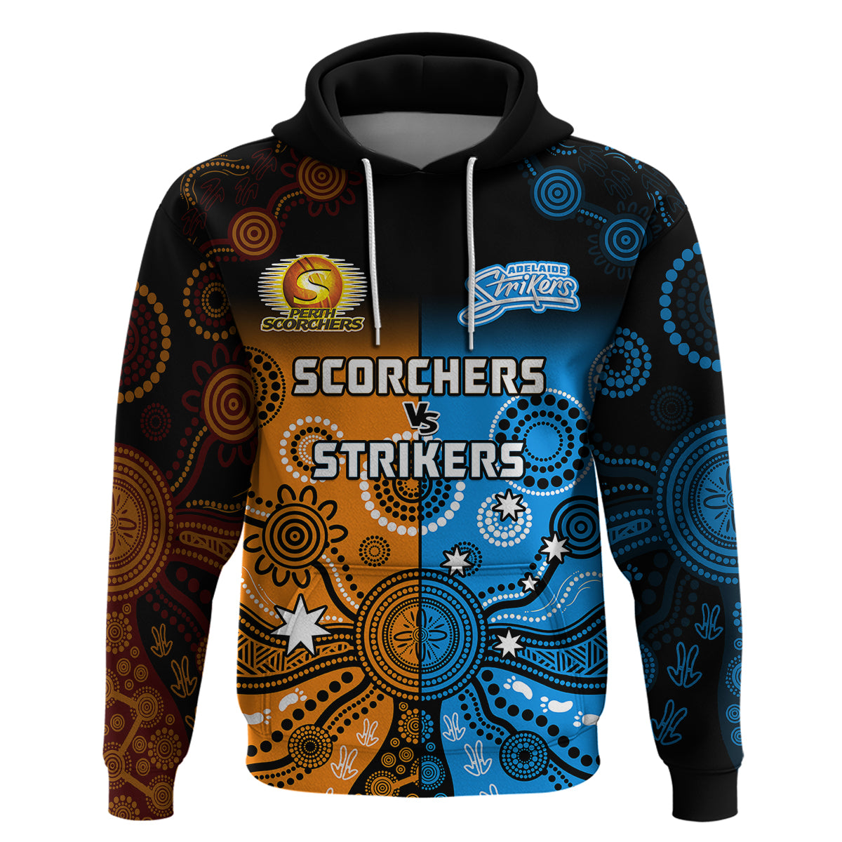 Perth Scorchers and Adelaide Strikers Cricket Hoodie Aboriginal Art - Vibe Hoodie Shop