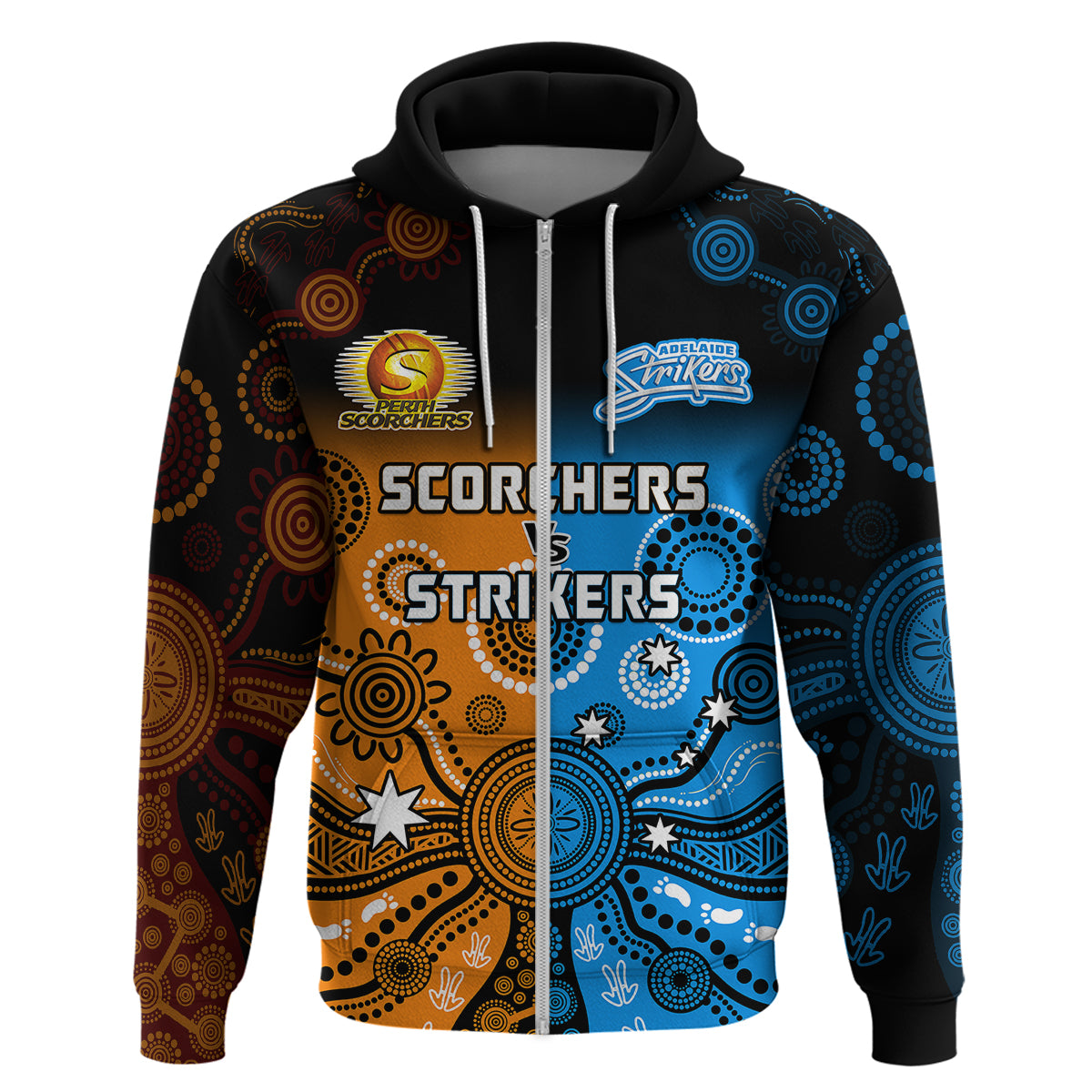 Perth Scorchers and Adelaide Strikers Cricket Hoodie Aboriginal Art - Vibe Hoodie Shop