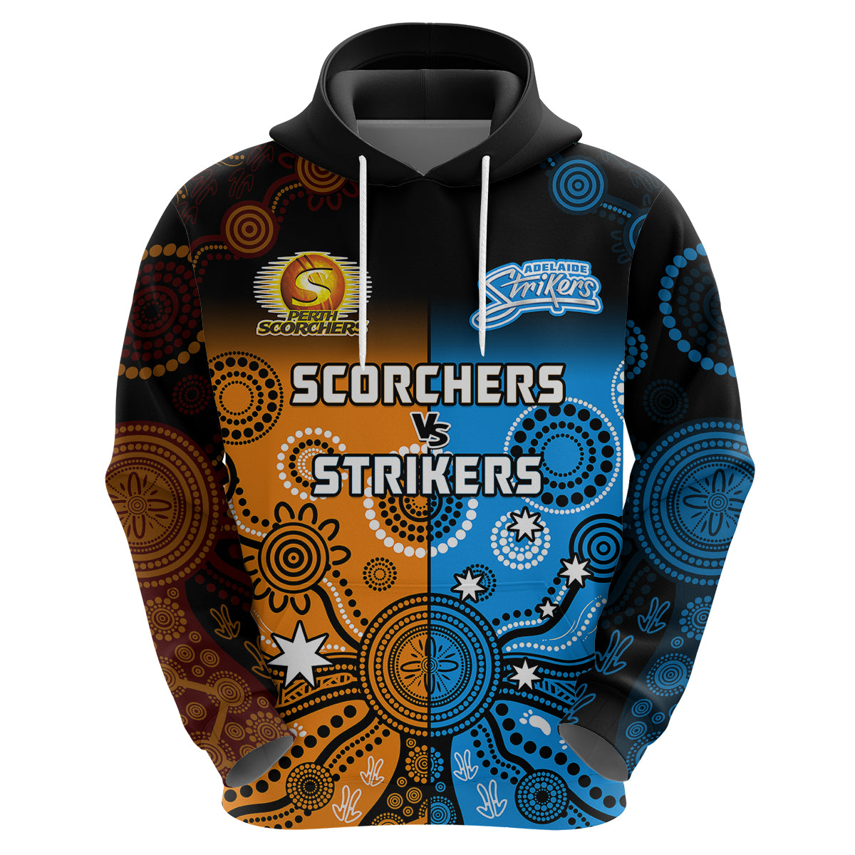 Perth Scorchers and Adelaide Strikers Cricket Hoodie Aboriginal Art - Vibe Hoodie Shop